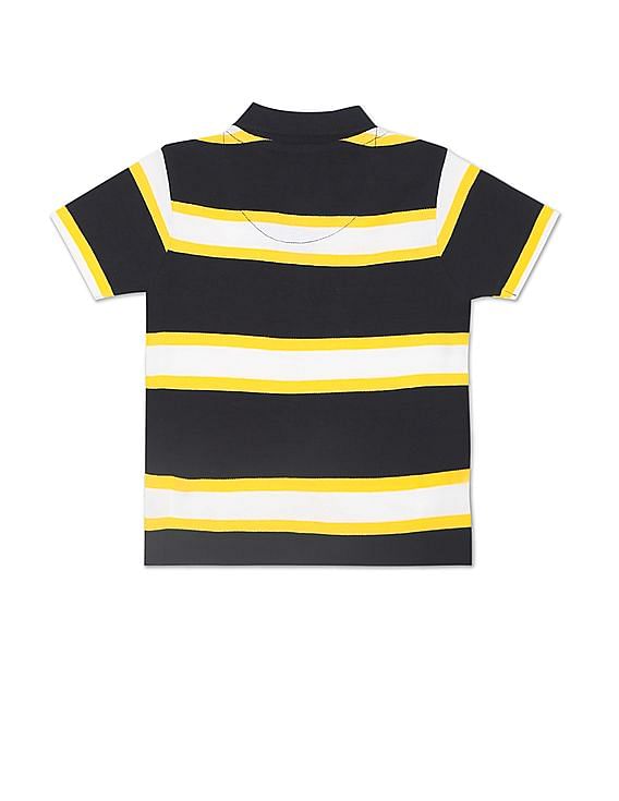 U.S. Polo Assn. Kids Ribbed Collar Striped Polo Shirt