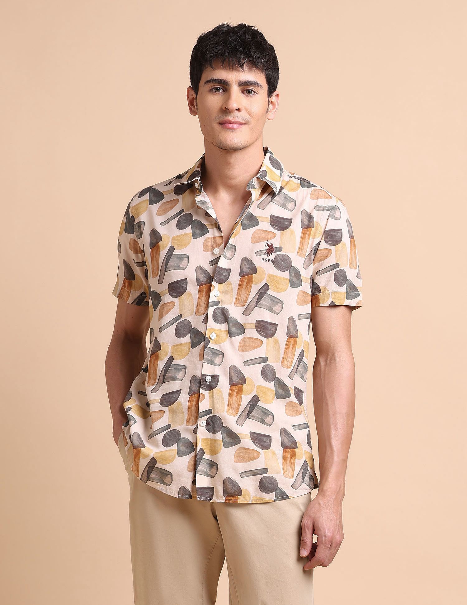 U.S. Polo Assn. Denim Co. Abstract Printed Slim Fit Shirt