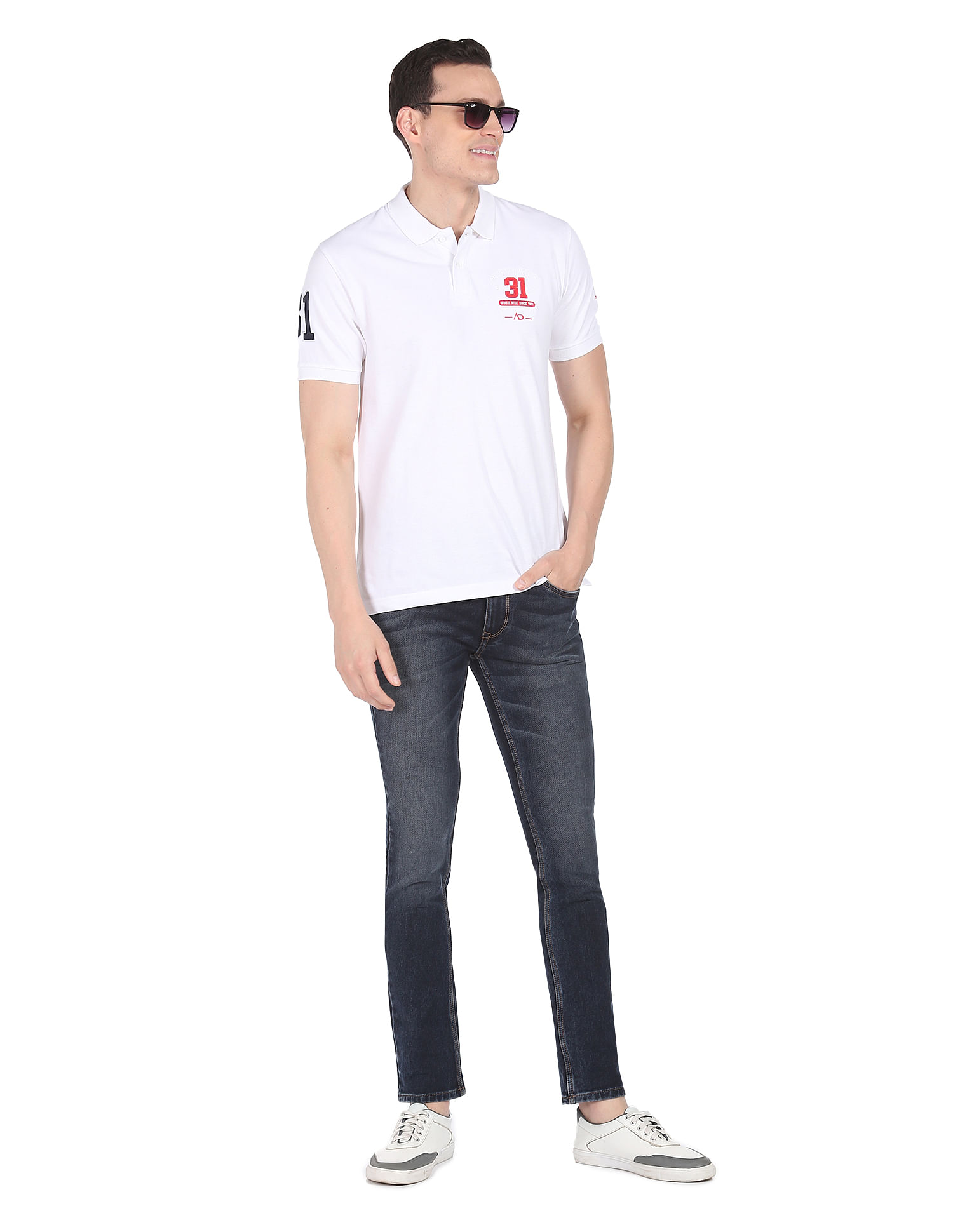AD by Arvind Solid Sporty Polo Shirt