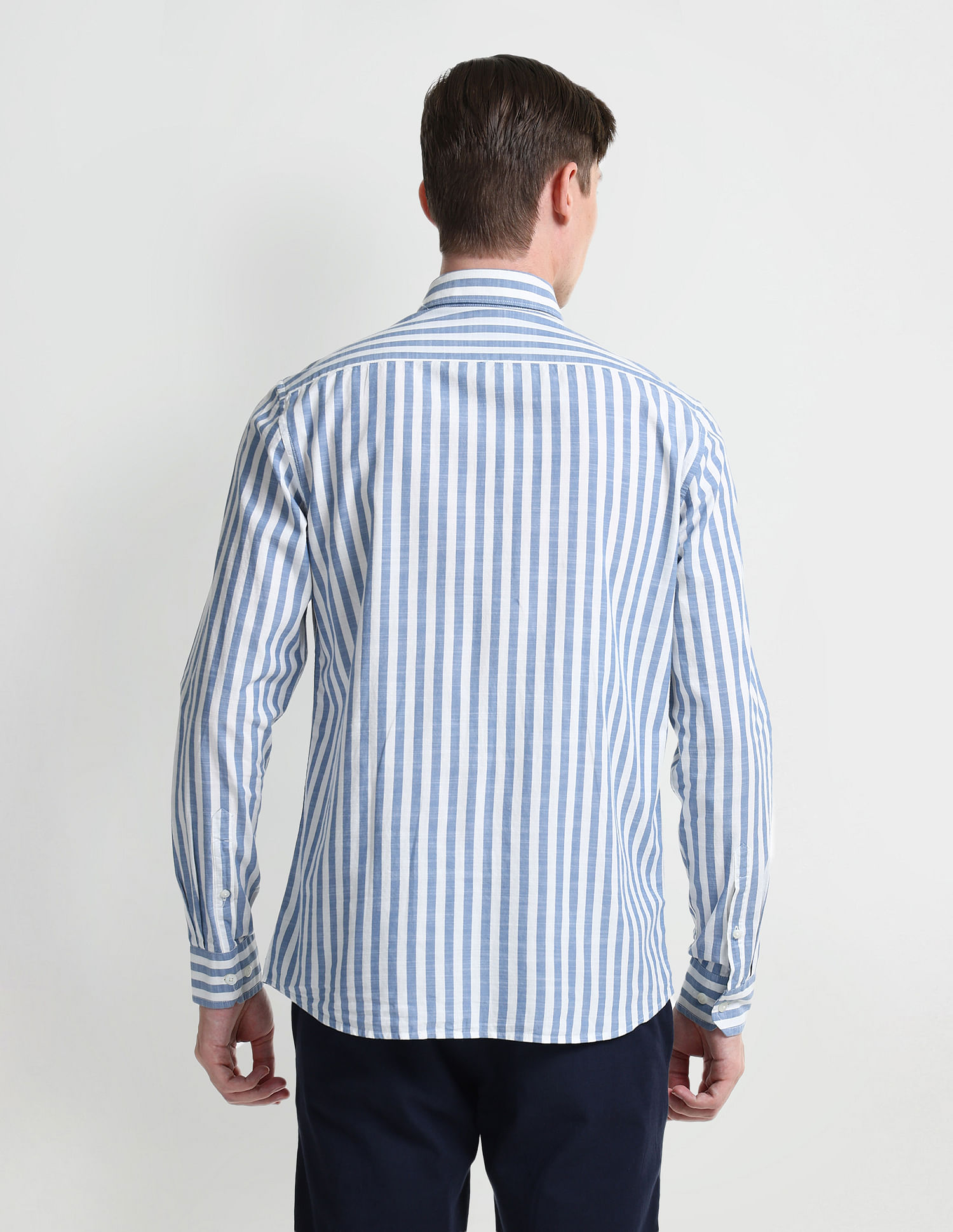 Arrow Sport Slim Cotton Vertical Stripes Shirt