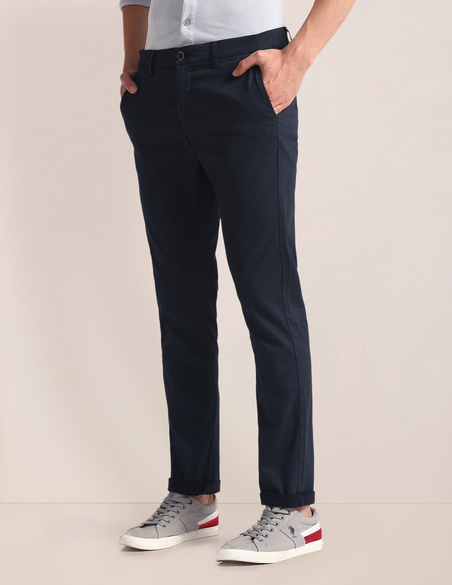 U.S. Polo Assn. Geometric Print Slim Twill Trousers