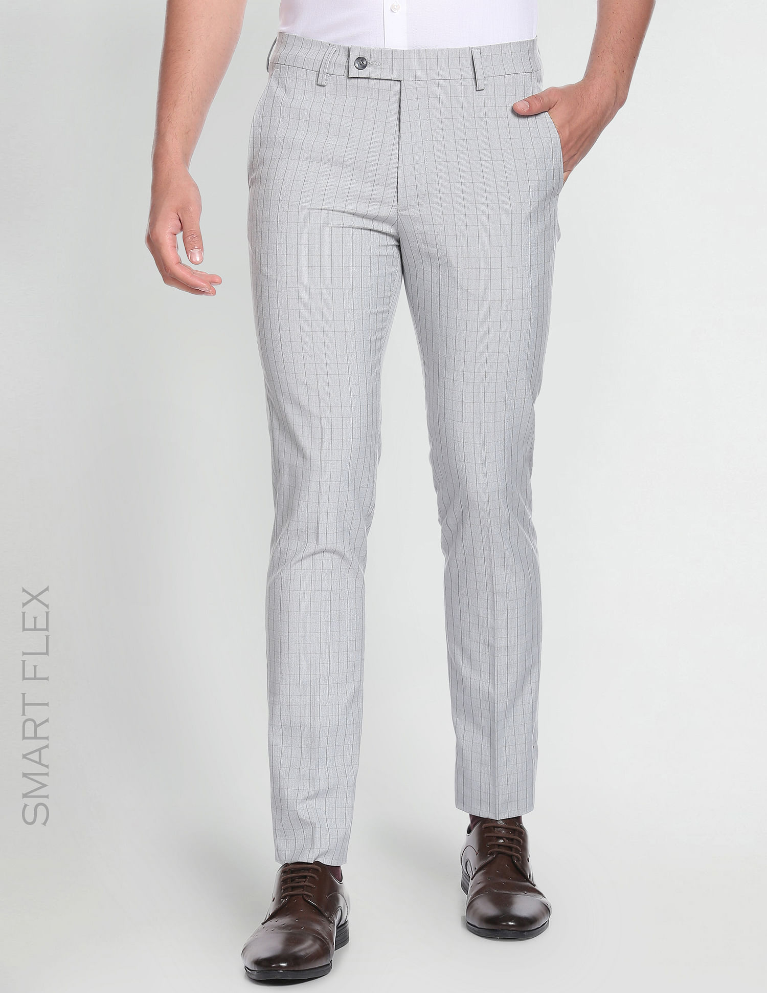 Buy Arrow Newyork Jackson Super Slim Fit Smartflex Formal Trousers -  NNNOW.com
