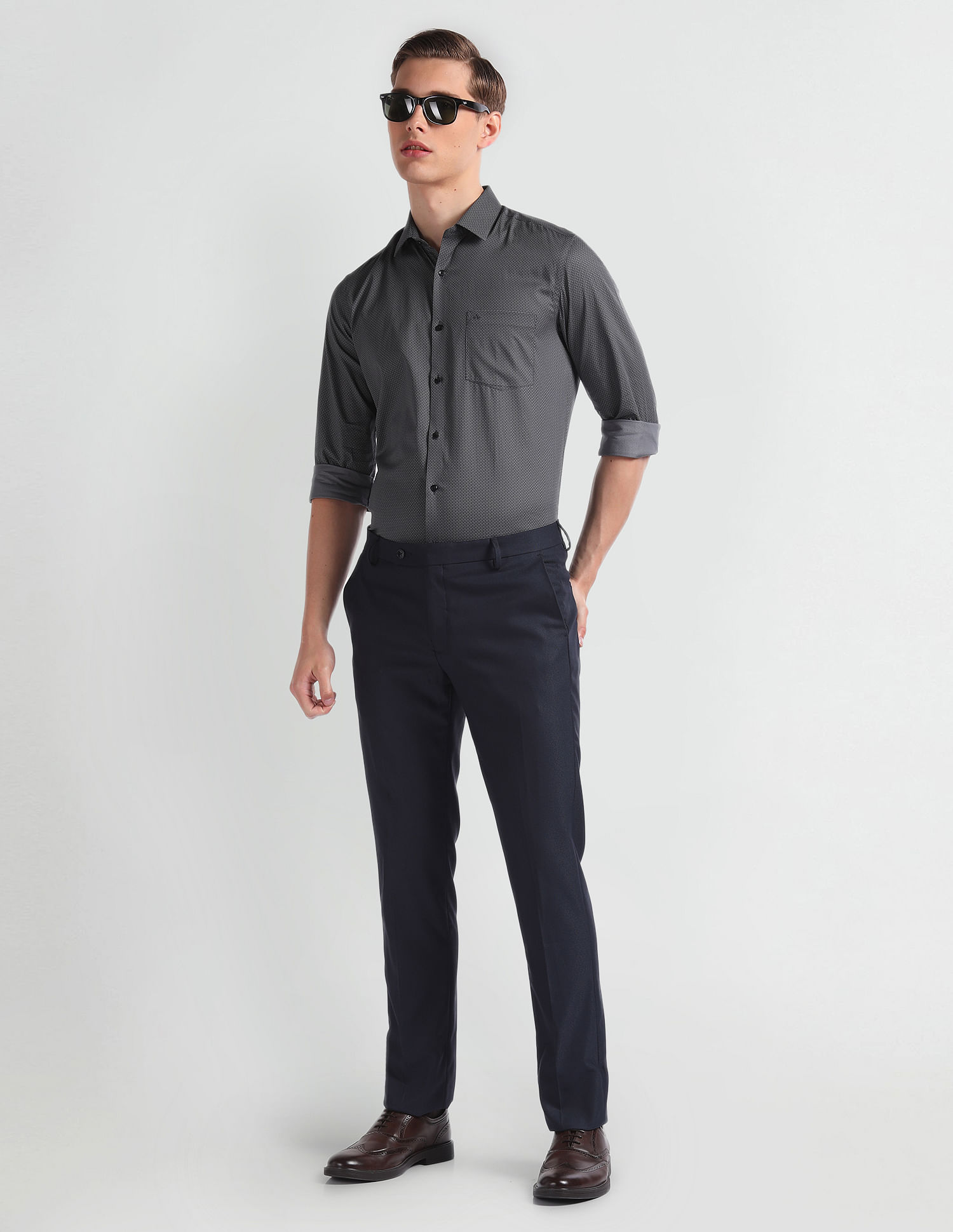 Arrow Geometric Print Cotton Shirt