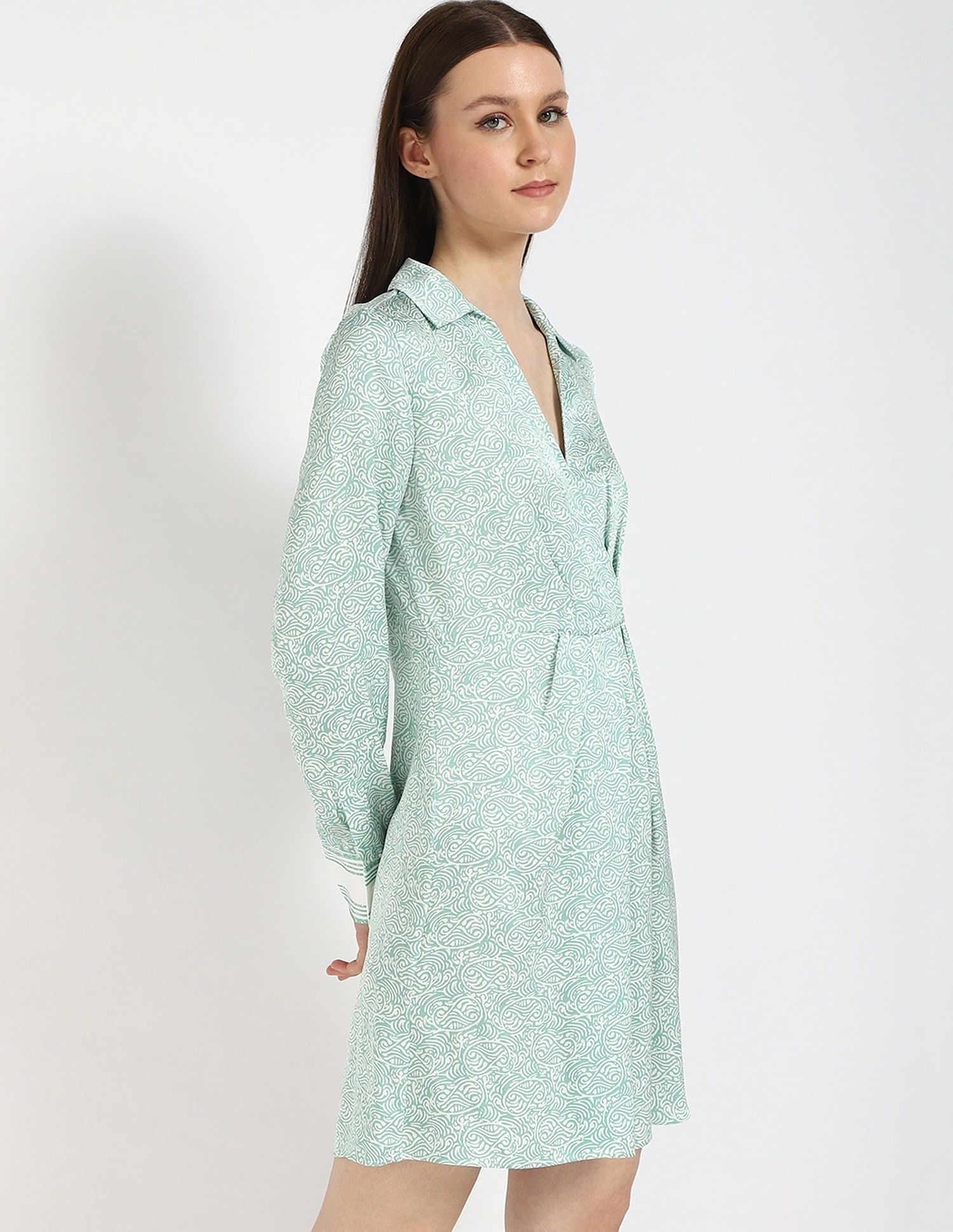 Tommy Hilfiger Viscose Spread Collar A-Line Dress