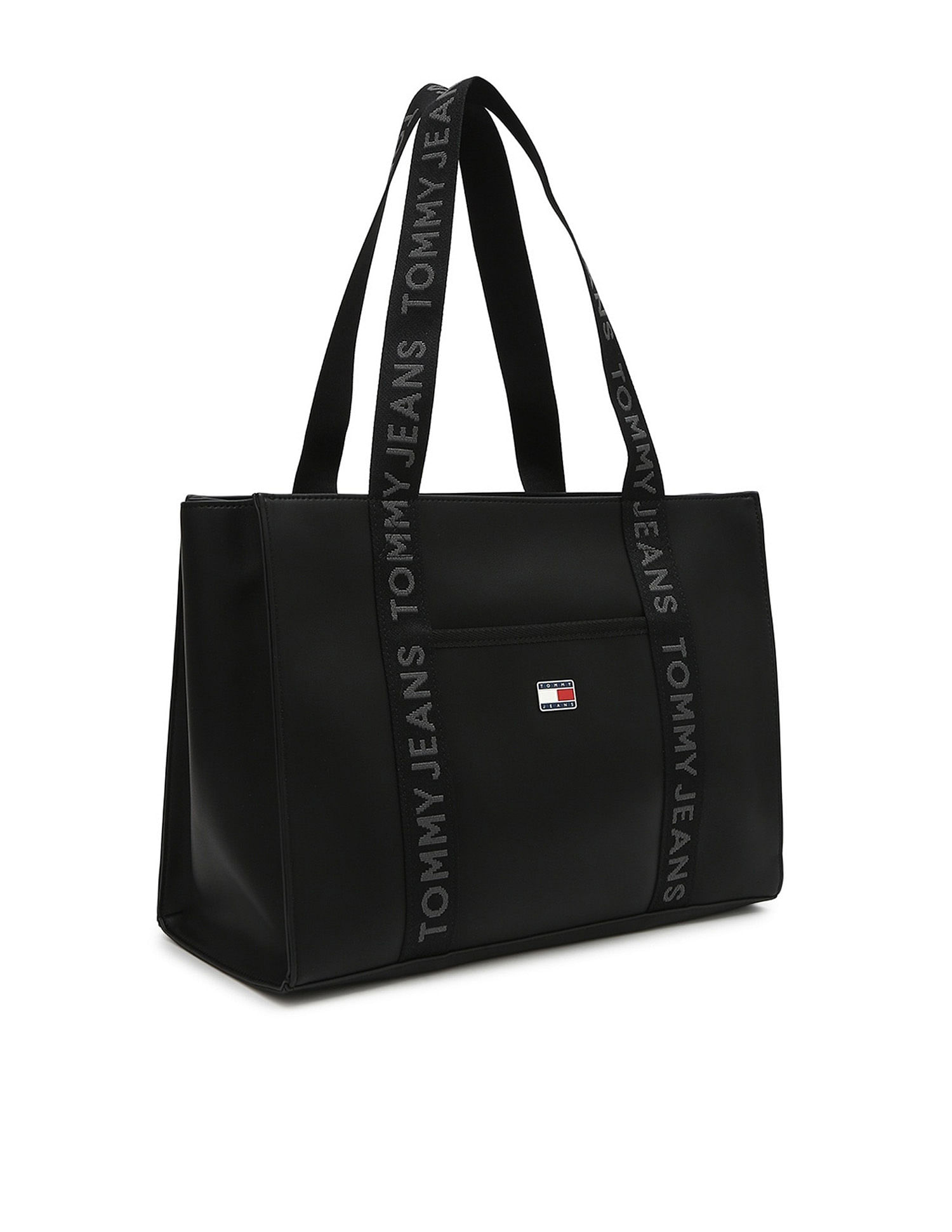 Tommy Hilfiger Solid Black Pu Tote Bag