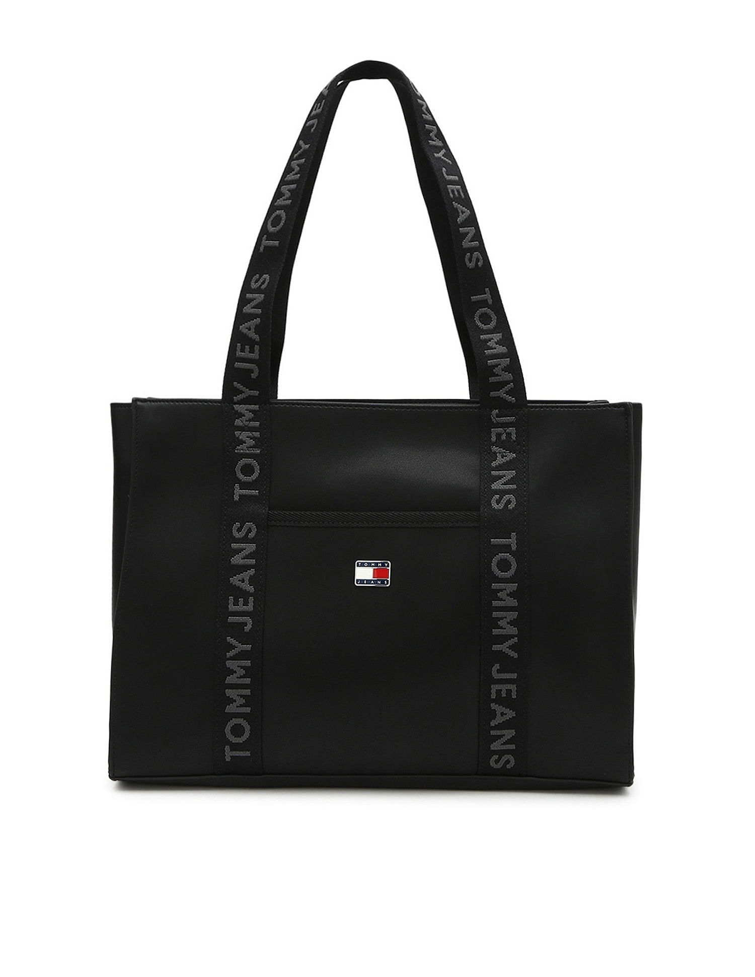 Tommy Hilfiger Solid Black Pu Tote Bag