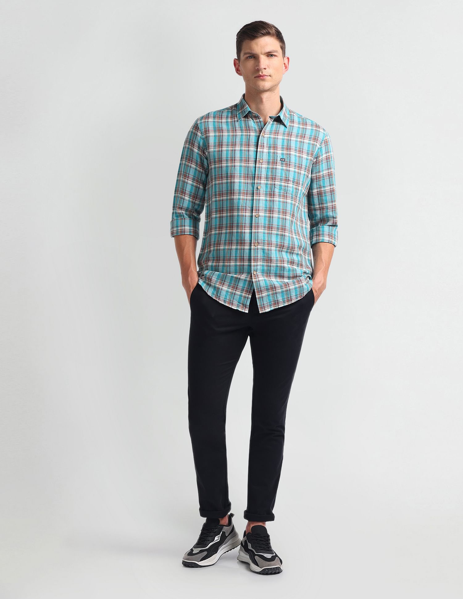 Arrow Sports Linen Blend Slim Fit Shirt