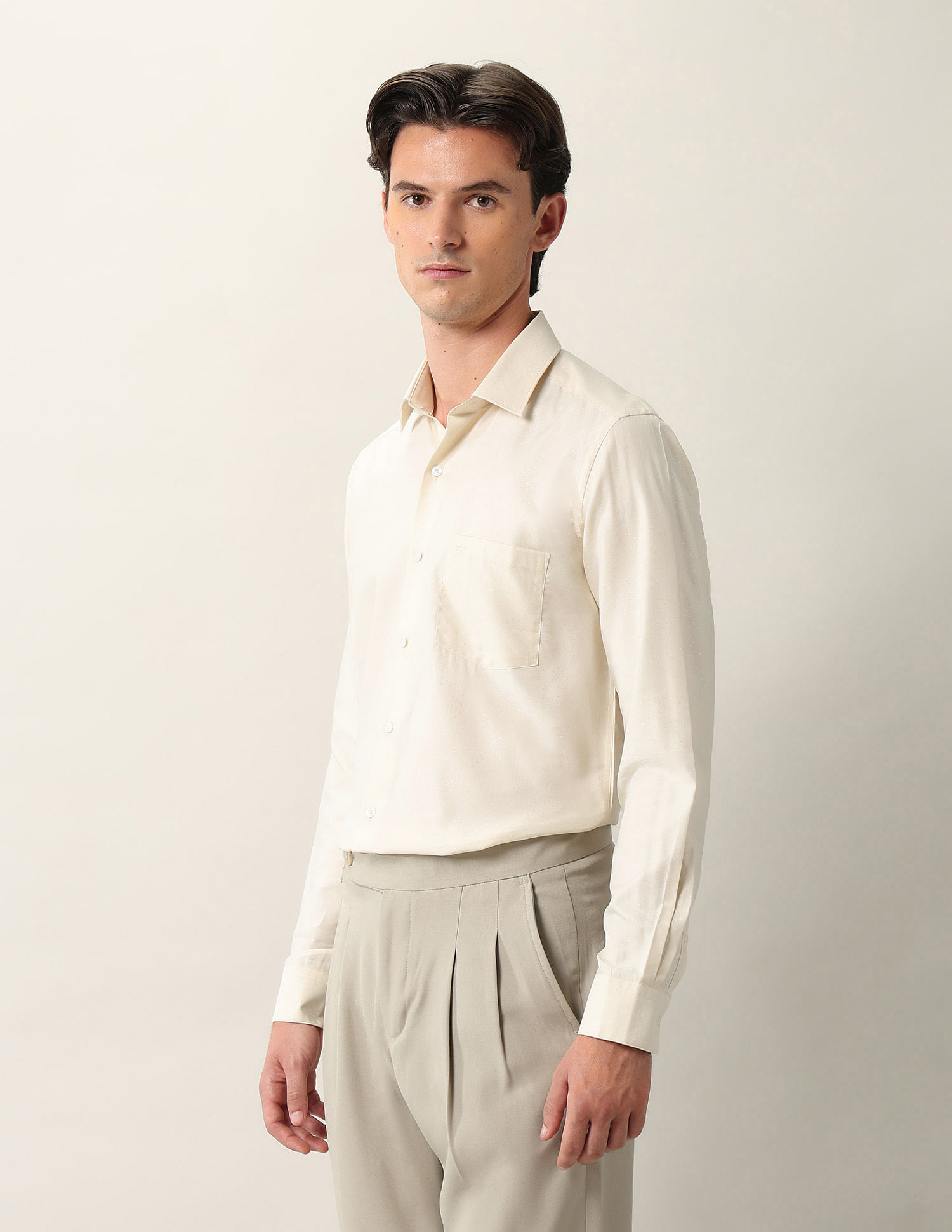 Arrow Textured Manhattan Slim Fit Ceremonial Shirt