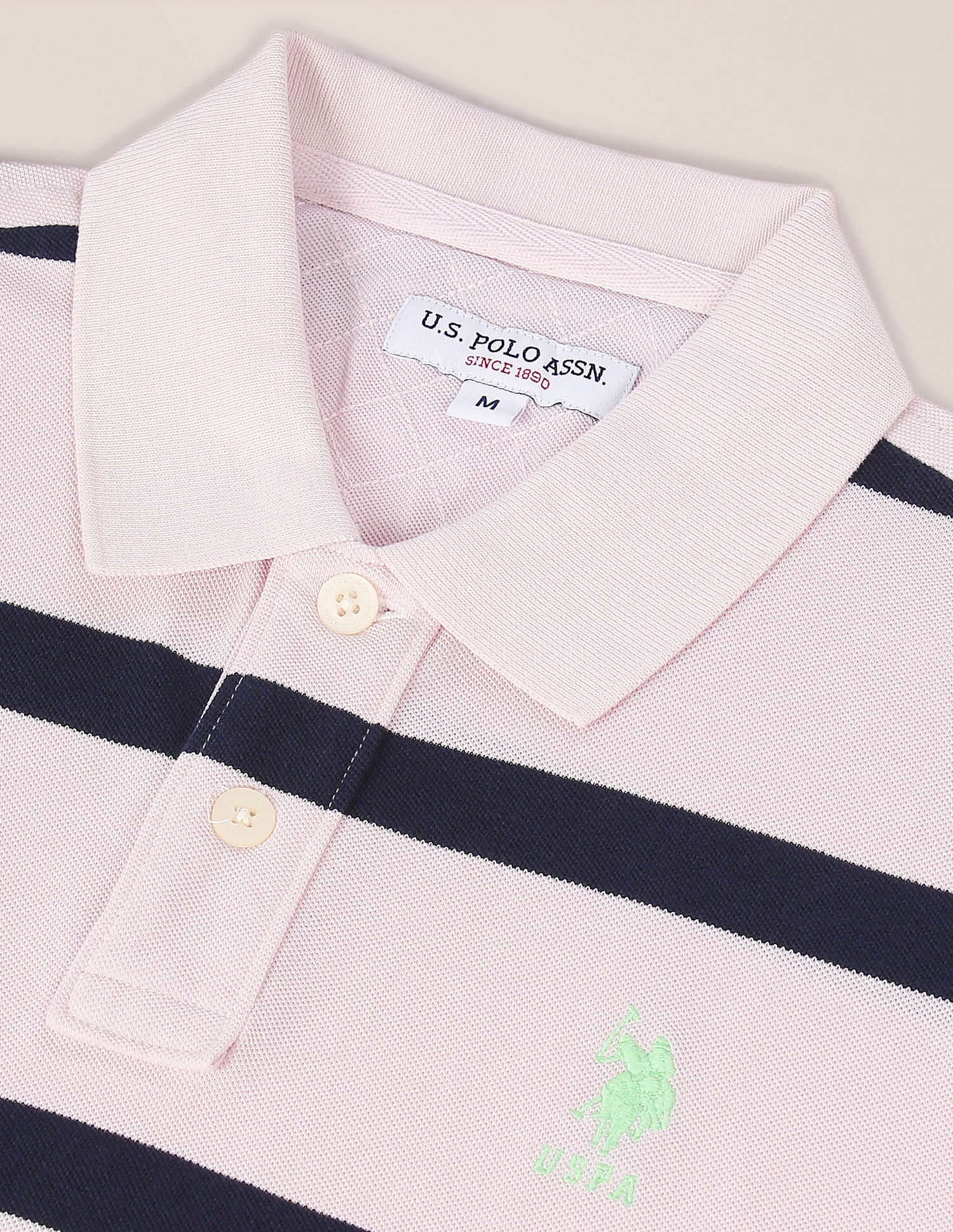 U.S. Polo Assn. Ribbed Collar Striped Polo Shirt