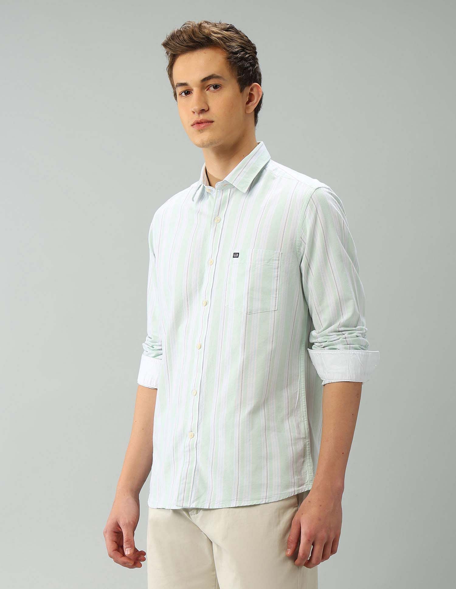 Arrow Sport Air Soft Manhattan Slim Fit Vertical Striped Shirt