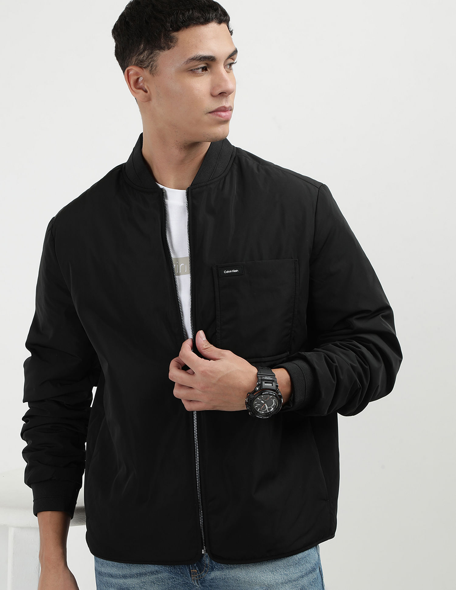 Calvin Klein Jeans Regular Fit Solid Casual Jacket