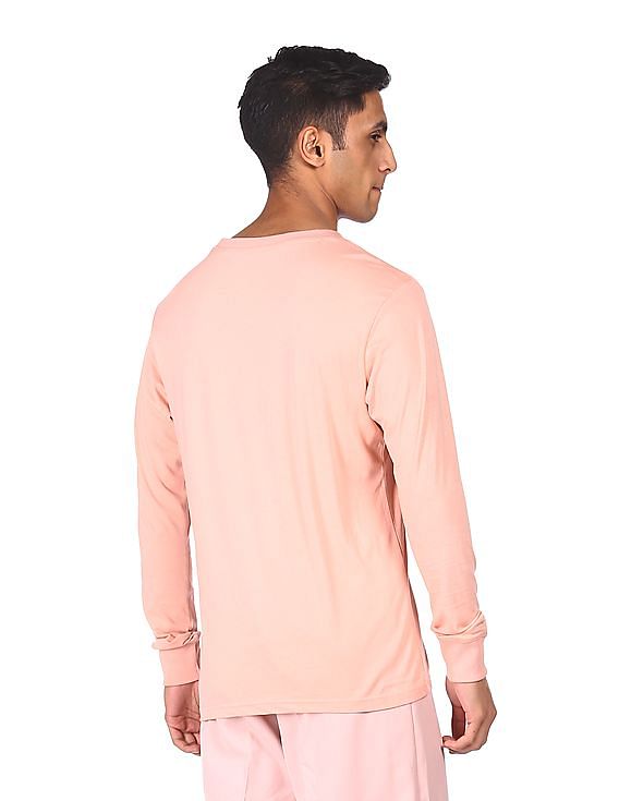 Aeropostale Men Pink Long Sleeve Solid T-Shirt
