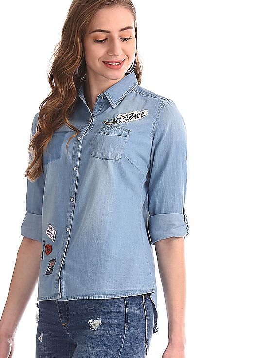DENIM FULL BUTTON-DOWN FRONT EMBROIDERED SHIRT- Siddhaarth Oberoi Shirts