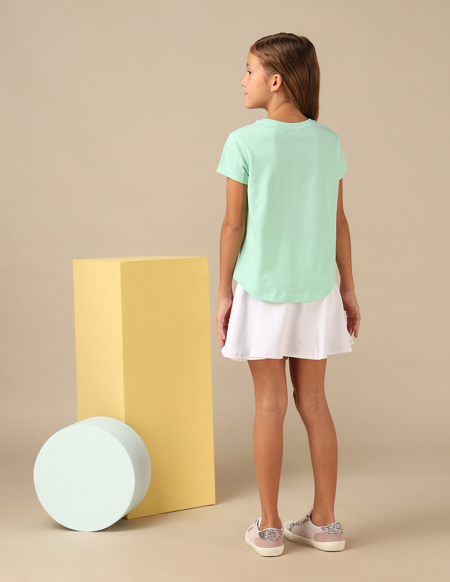 U.S. Polo Assn. Kids Girls Brand Printed Relaxed Fit T-Shirt