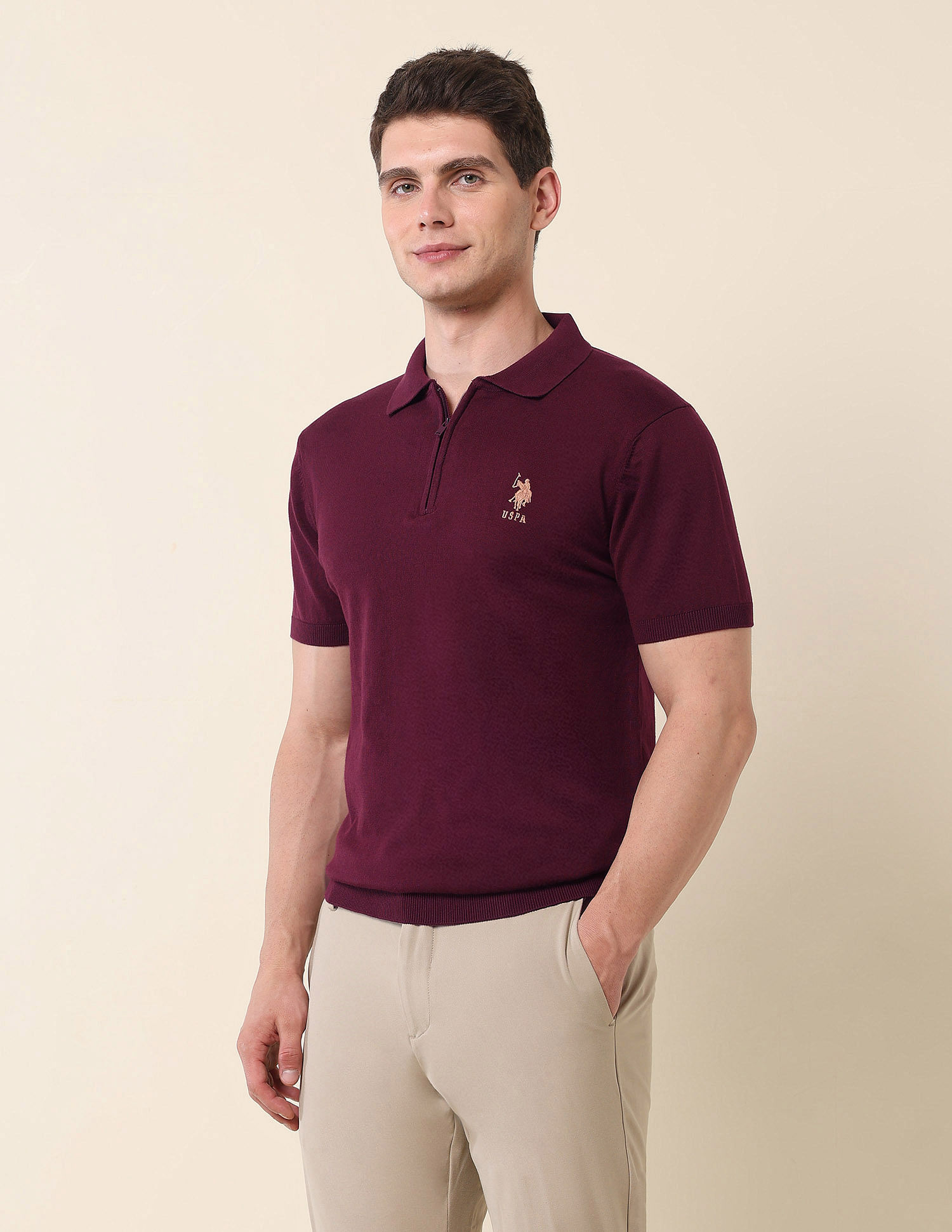 U.S. Polo Assn. Solid Slim Fit Monochrome Polo Shirt