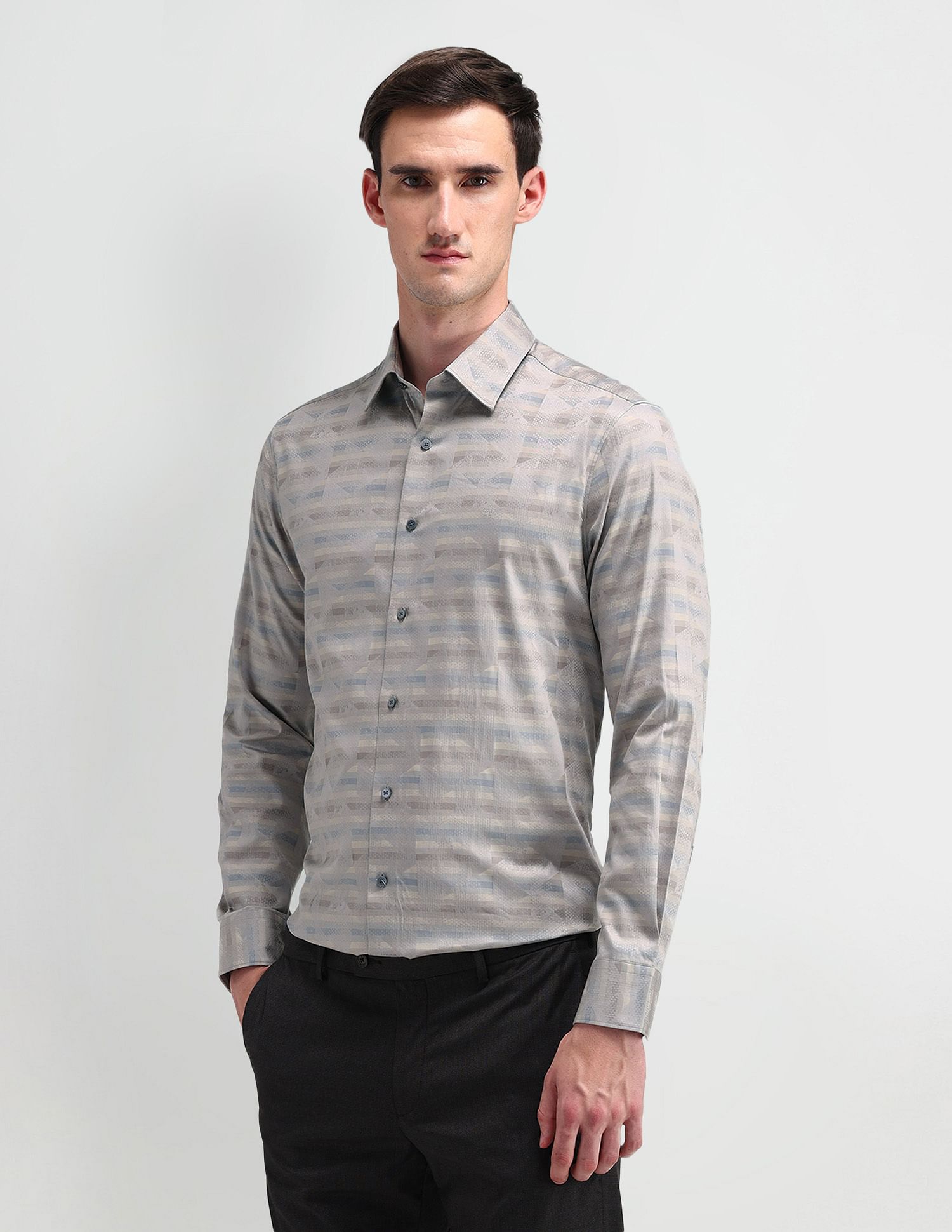 Arrow Manhattan Slim Fit All-over Print Shirt