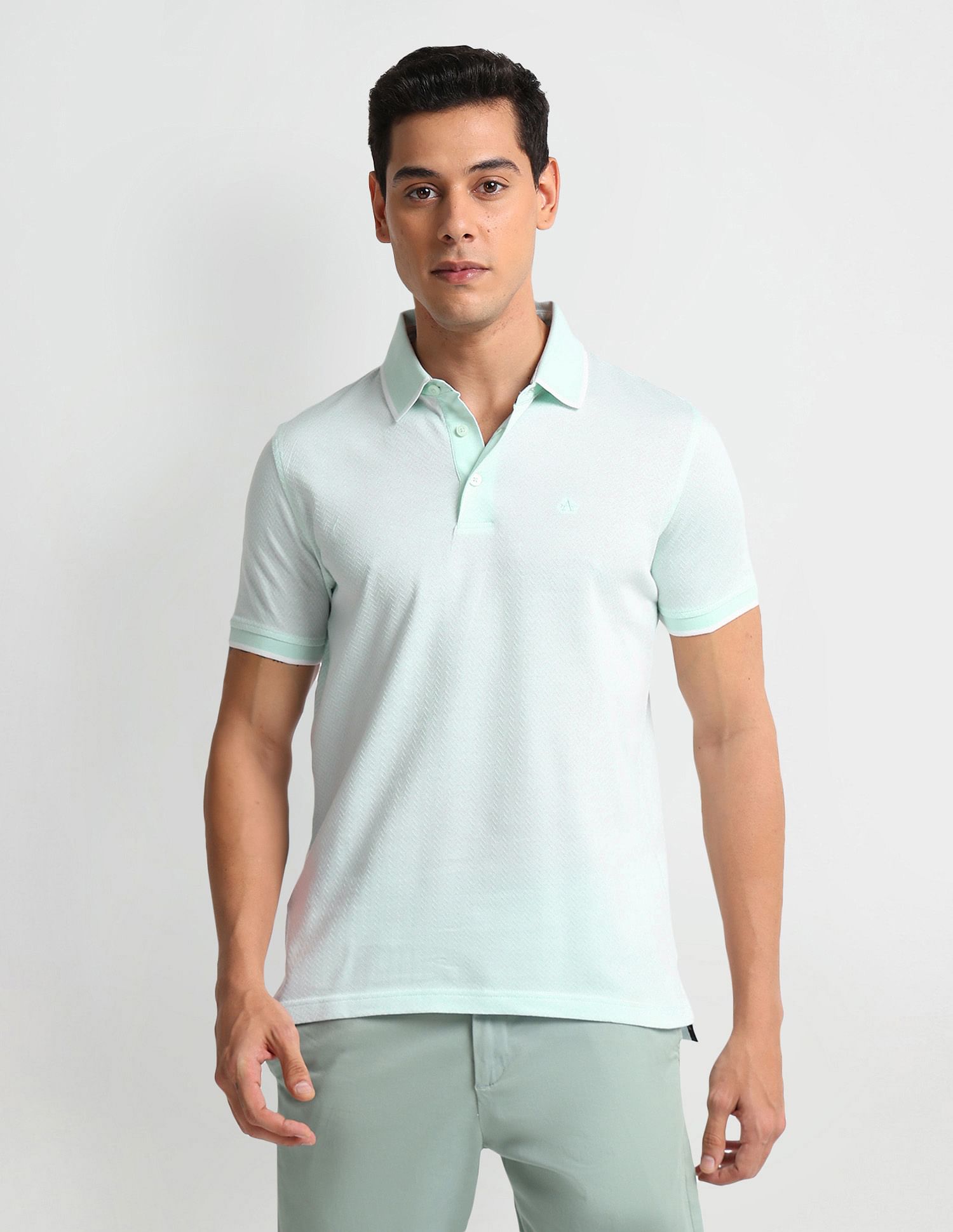 Arrow Patterned Knit Regular Fit Polo Shirt