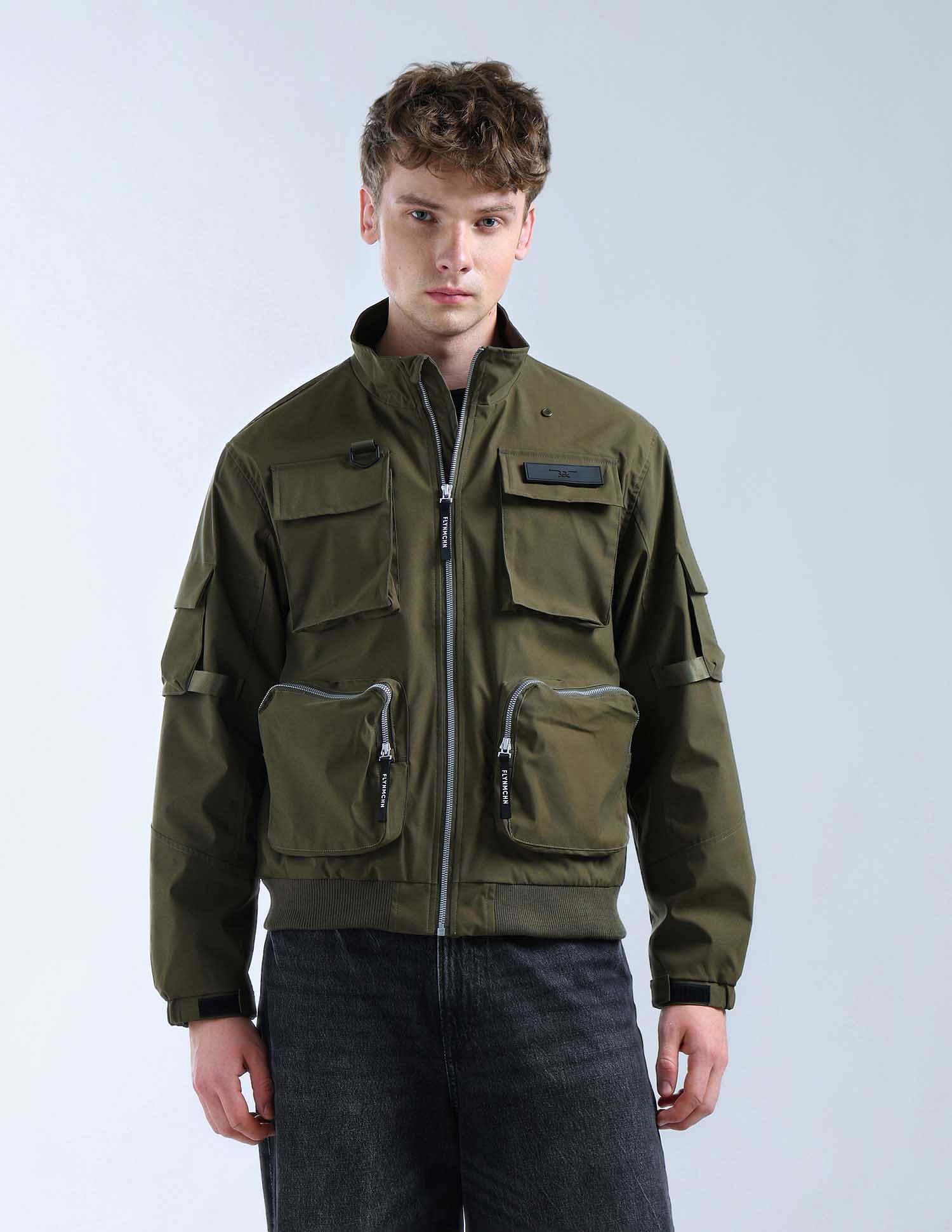 Flying Machine Solid High Neck Jacket