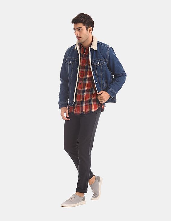Buy GAP Men Blue Sherpa Lined Icon Denim Jacket - NNNOW.com
