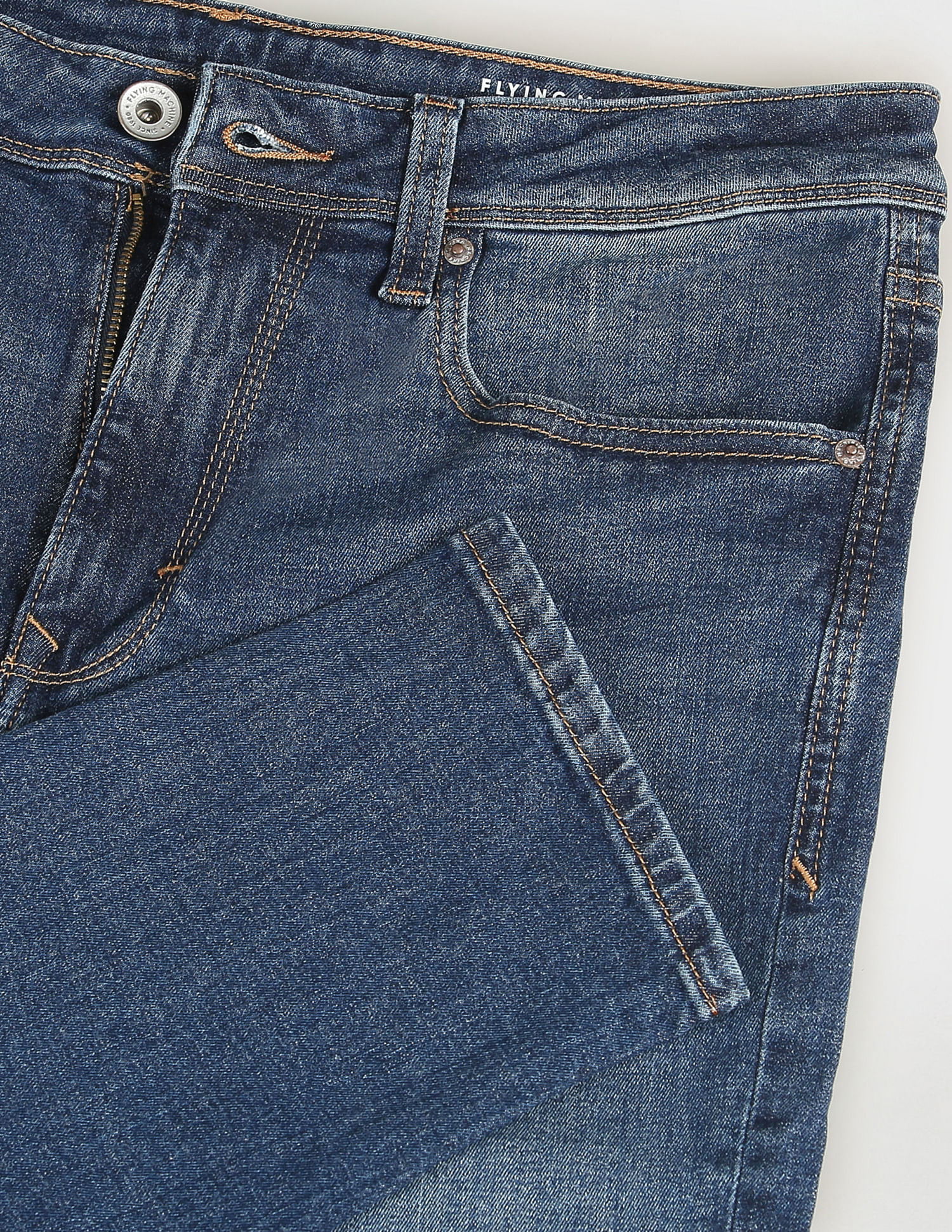Flying Machine Mankle Relax Tapered Fit High Rise Jeans