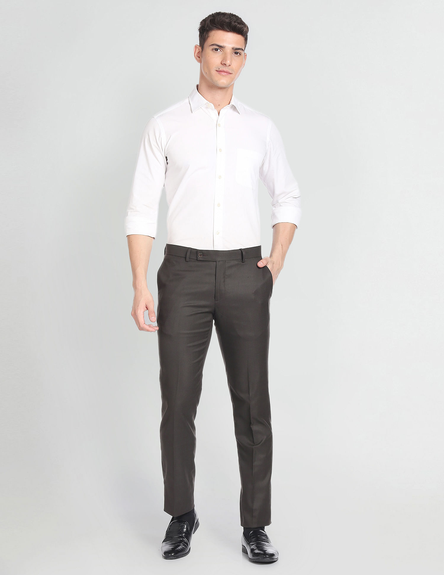 Arrow Hudson Regular Fit Twill Formal Trousers