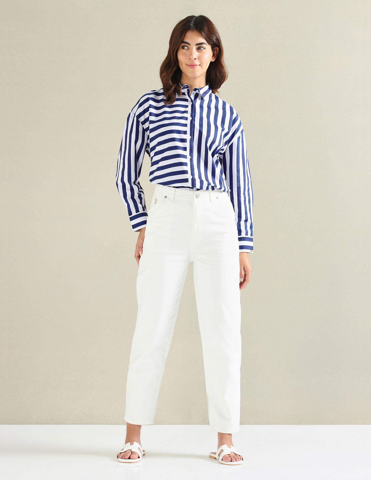 U.S. Polo Assn. Women Striped Boyfriend Shirt