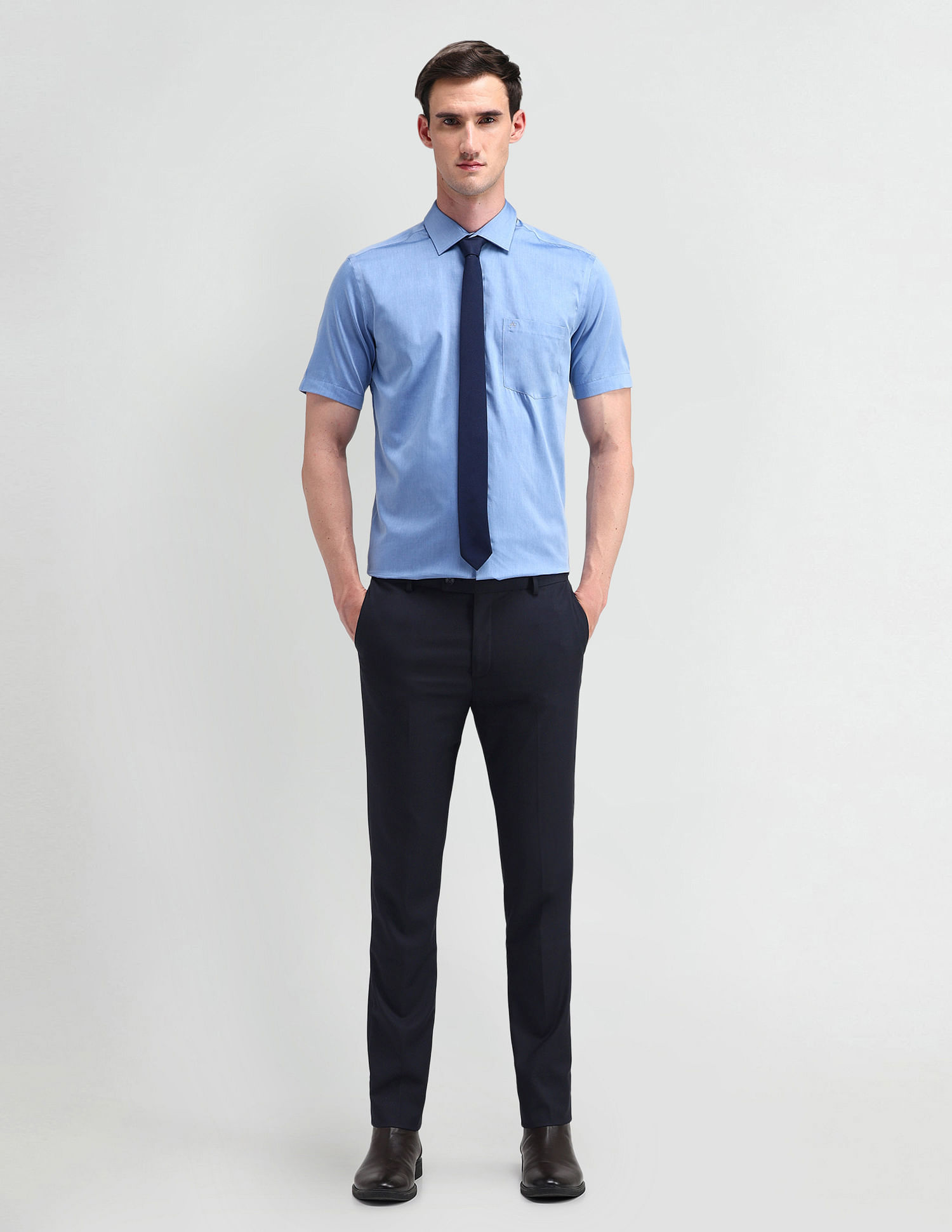 Arrow Slim Fit Mid Rise Trousers