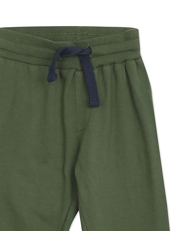 U.S. Polo Assn. Kids Boys Olive Mid Rise Solid Track Pants