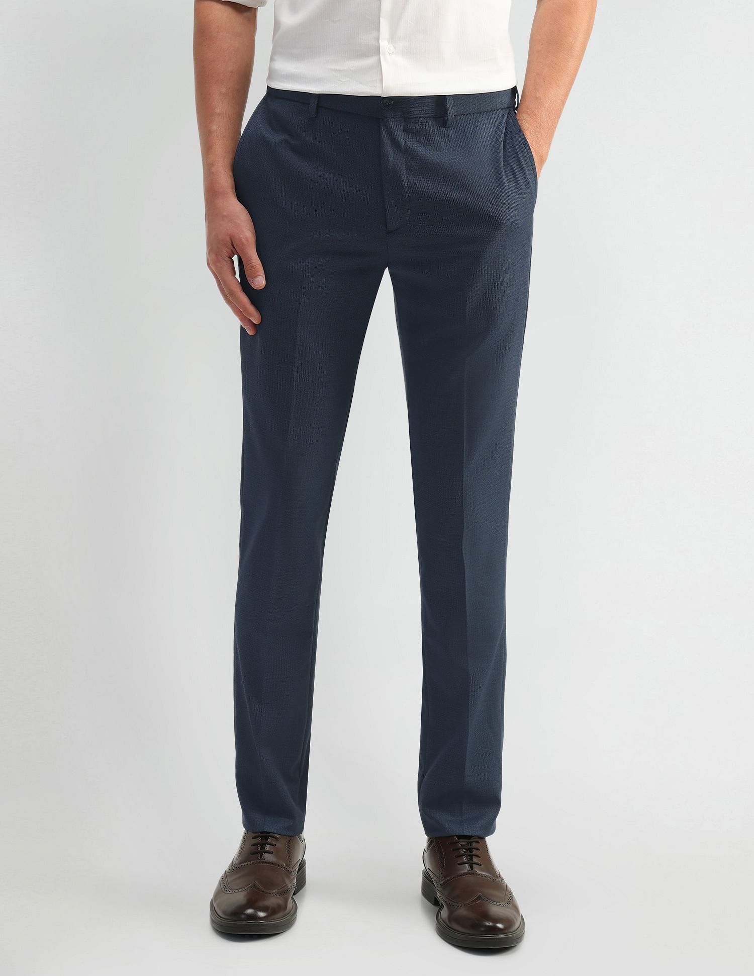Arrow Newyork Textured Slim Fit Trousers