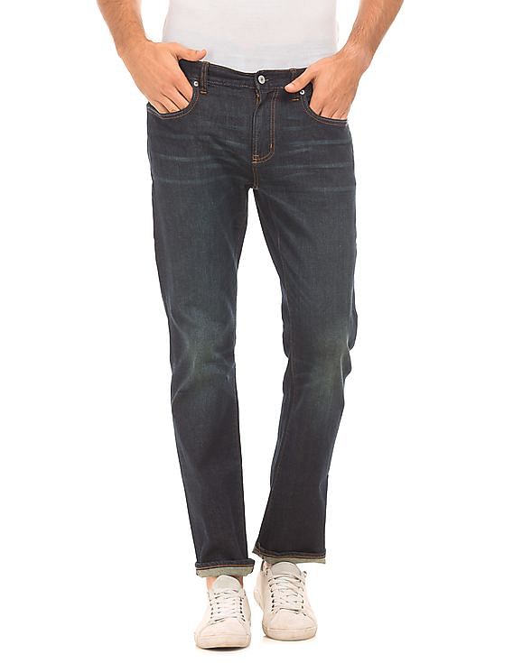 Dark Wash Slim Straight Jeans