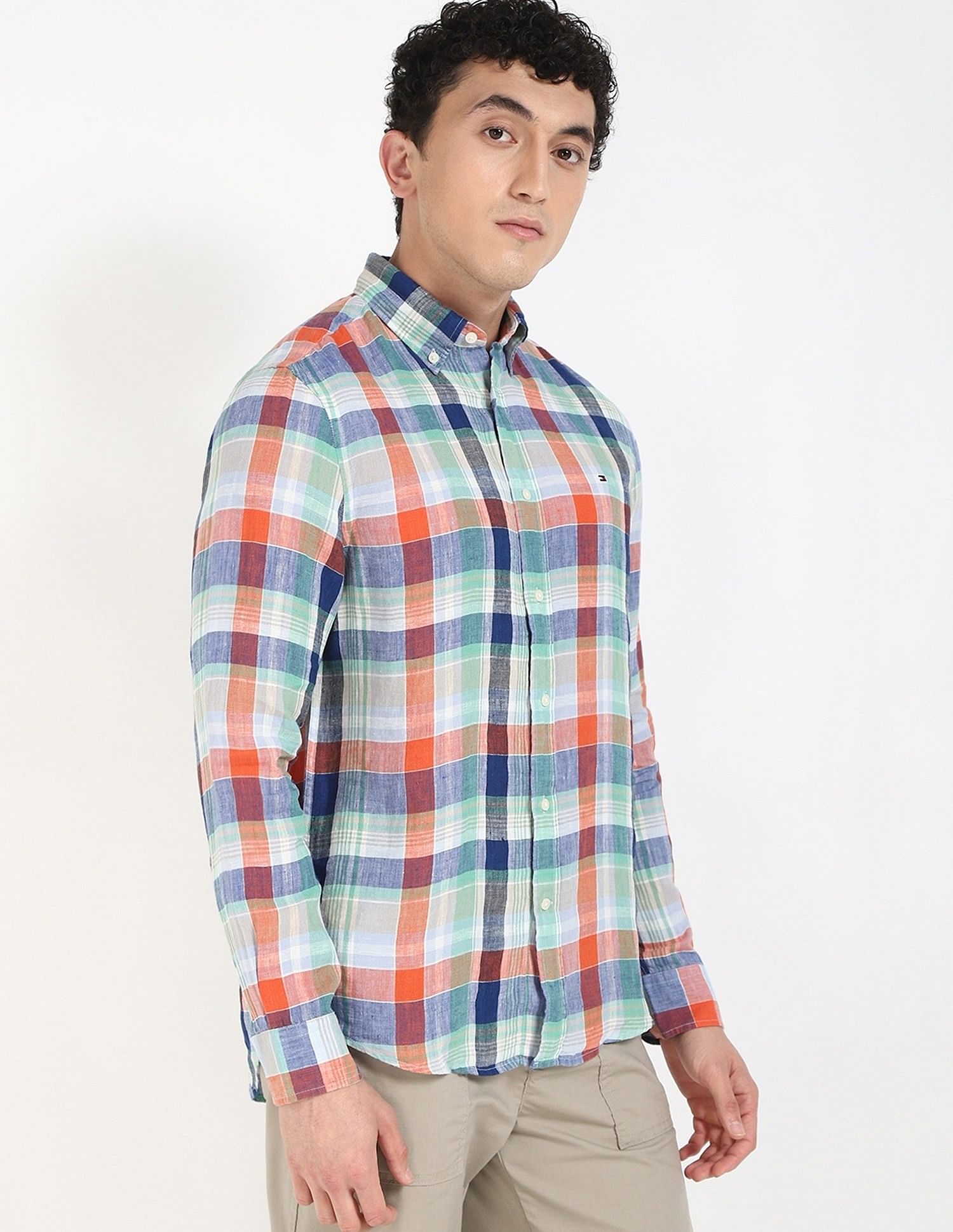Tommy Hilfiger Checks Regular-Fit Linen Shirt