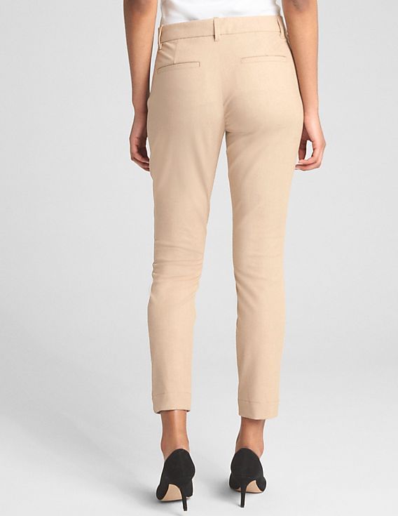 Buy GAP Women Beige Stretch Linen Twill Skinny Ankle Pants