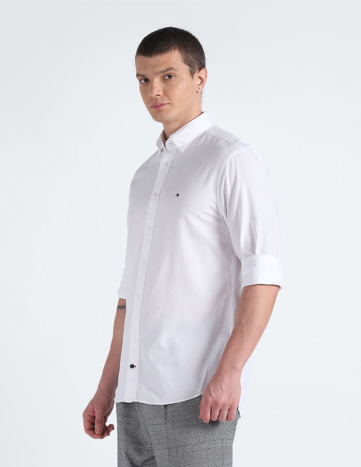 Tommy Hilfiger Solid Dobby Cotton Shirt