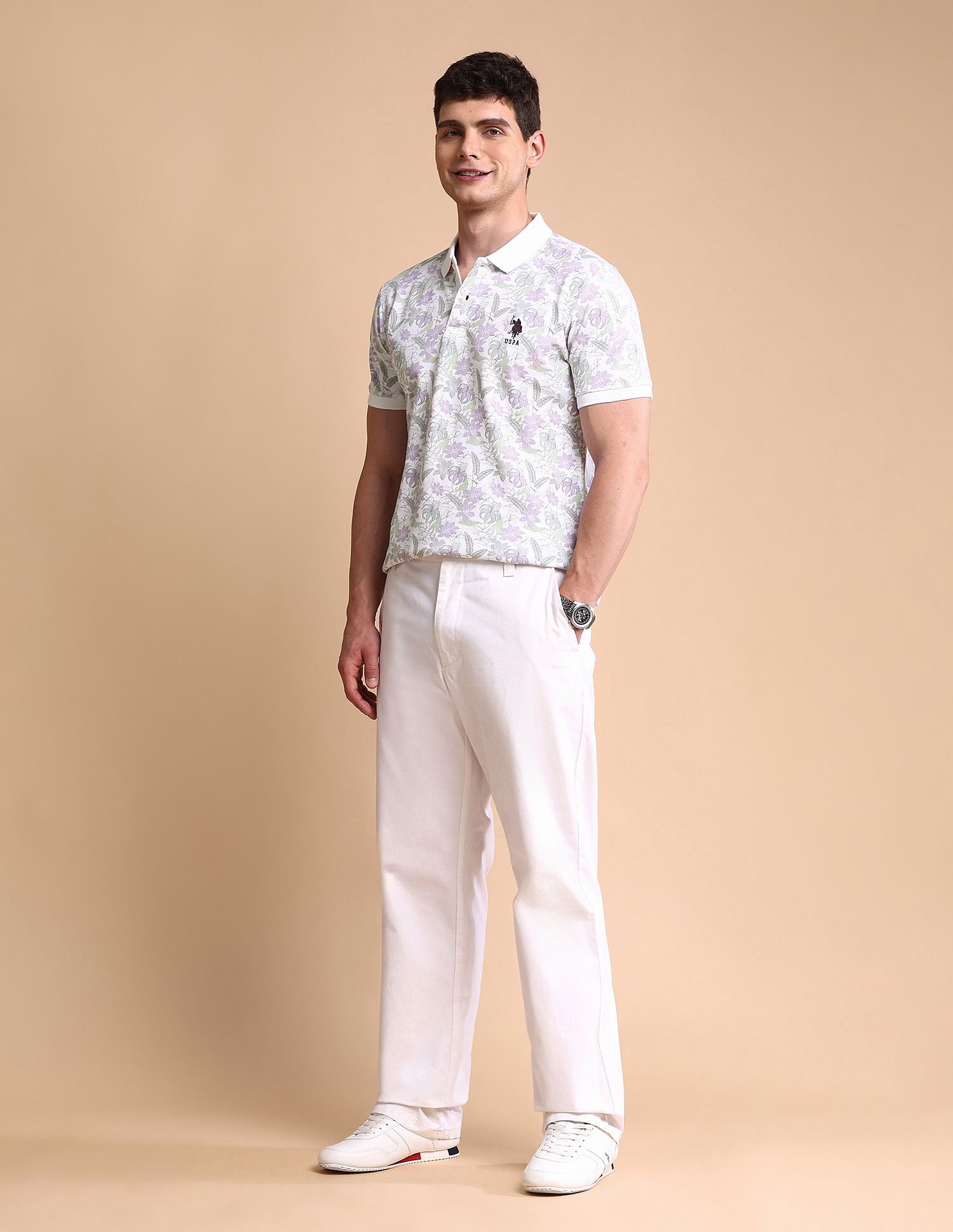 U.S. Polo Assn. Floral Printed Slim Fit Polo Shirt