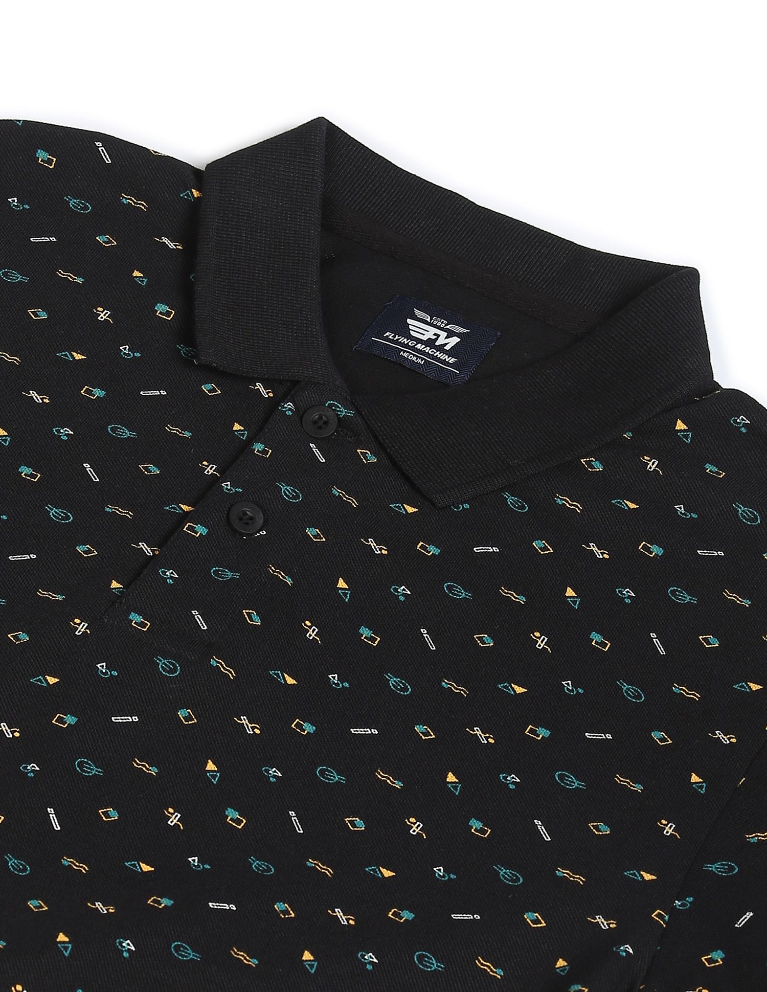 Flying Machine Abstract Print Pique Polo Shirt