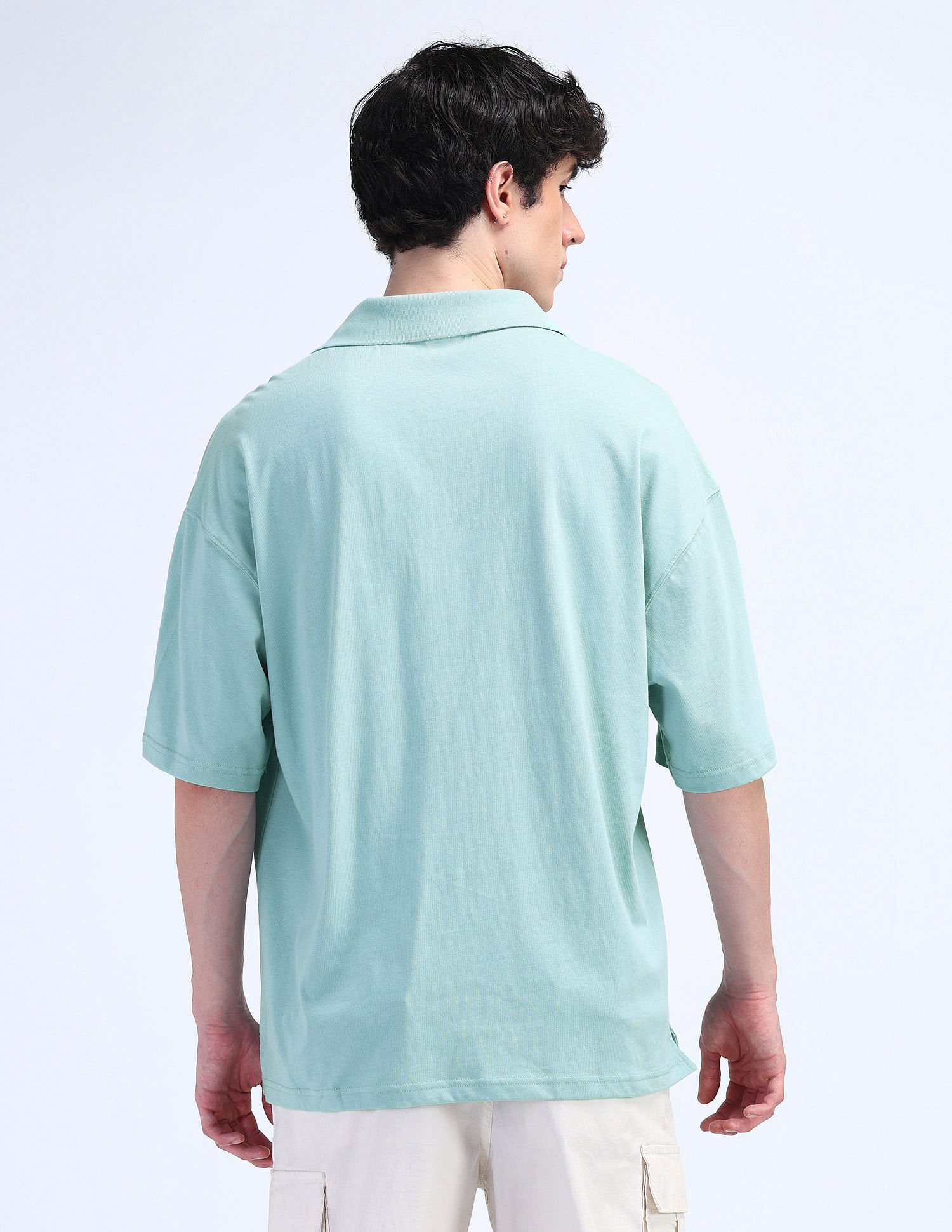 Flying Machine Typography Printed Oversized Polo Shirt
