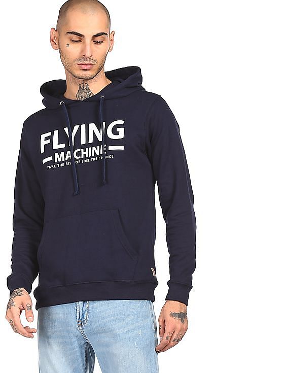 Buy Flying Machine Long Sleeve Brand Print Hooded Sweatshirt NNNOW