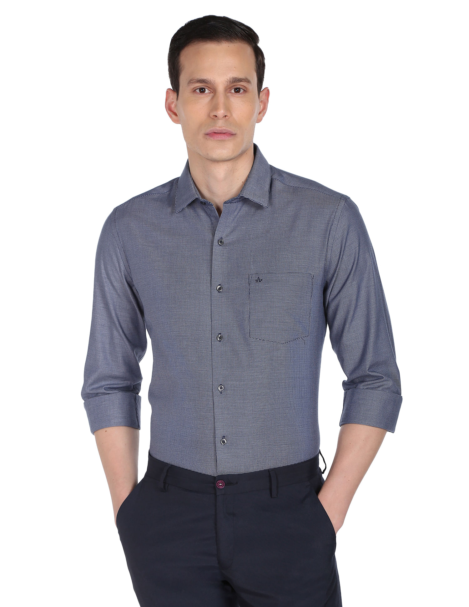 Arrow Patterned Weave Manhattan Slim Fit Shirt