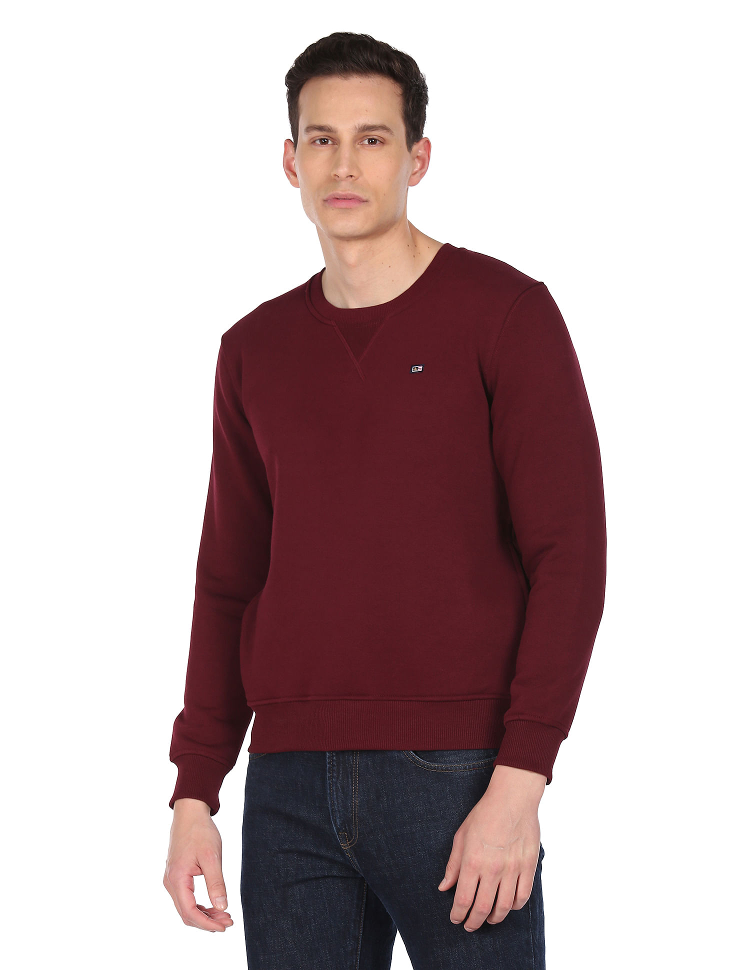 Arrow Sports Solid Crew Neck Sweat Shirt