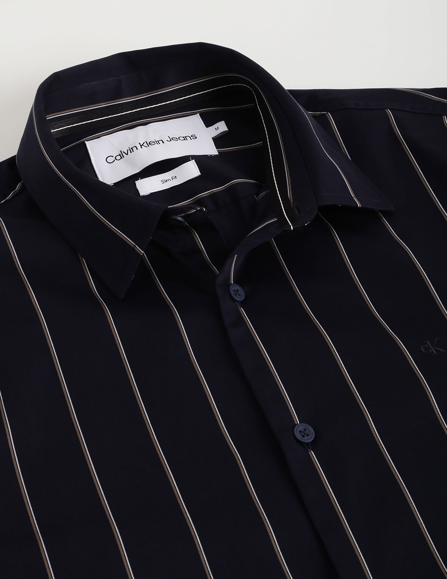 Calvin Klein Sateen Vertical Stripe Slim Shirt