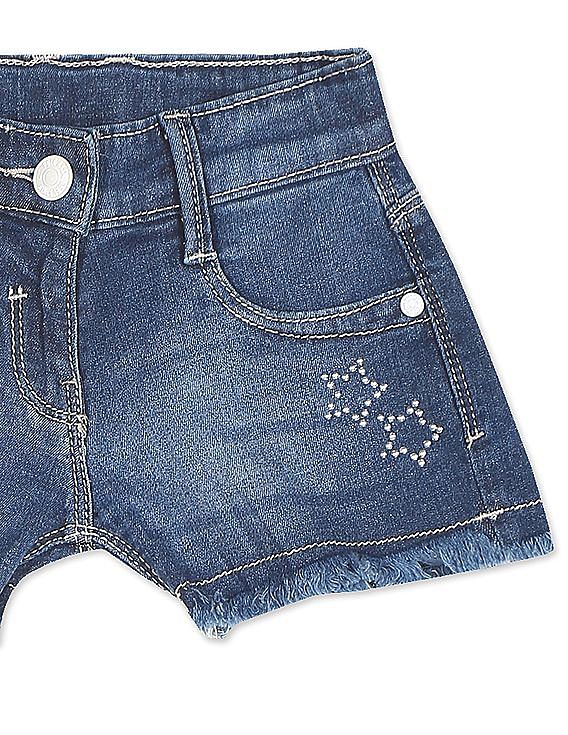 Buy Tiny Girl Solid Front Pocket Roll Up Denim Shorts Blue for Girls  (2-3Years) Online in India, Shop at FirstCry.com - 11931339