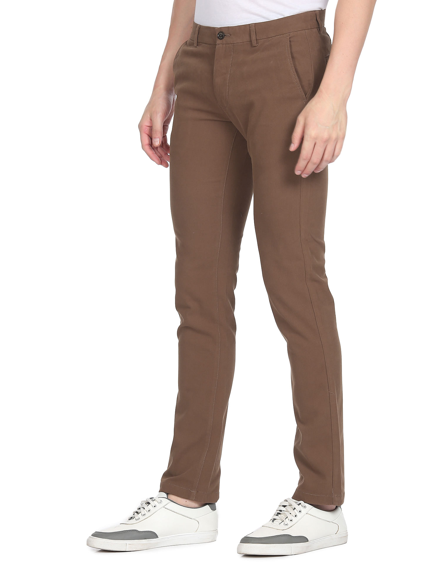 Buy Arrow Sports Bronson Slim Fit Flat Front Trousers - NNNOW.com