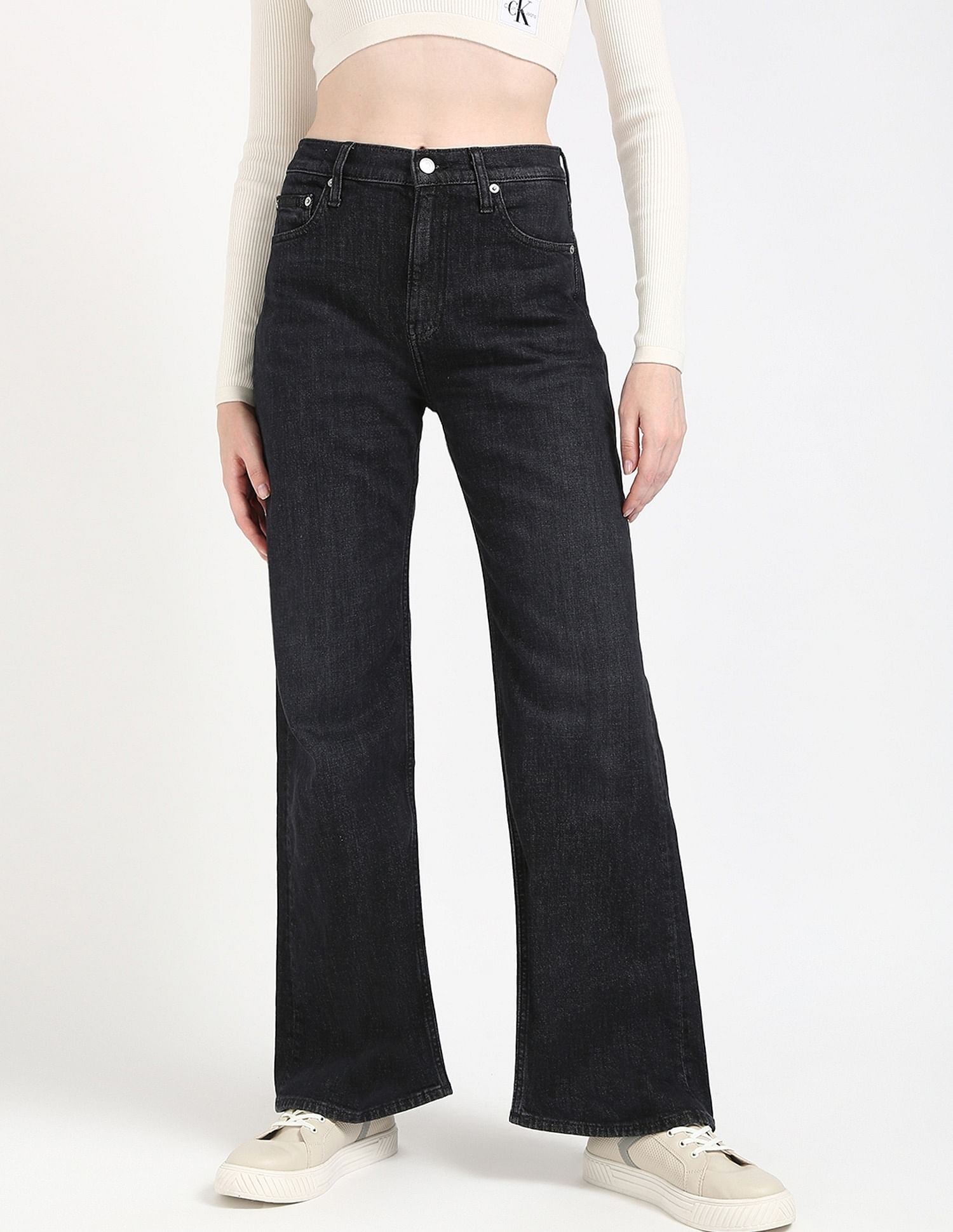 Calvin Klein Jeans Cotton Wide Leg-Fit Mid Rise Jeans