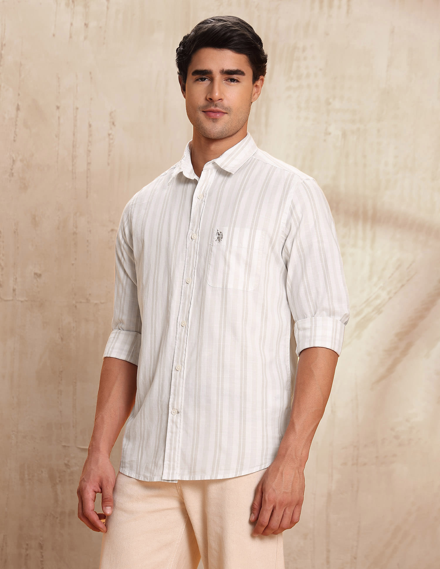 Buy U.S. Polo Assn. Denim Co. Slim Fit Vertical Striped Shirt