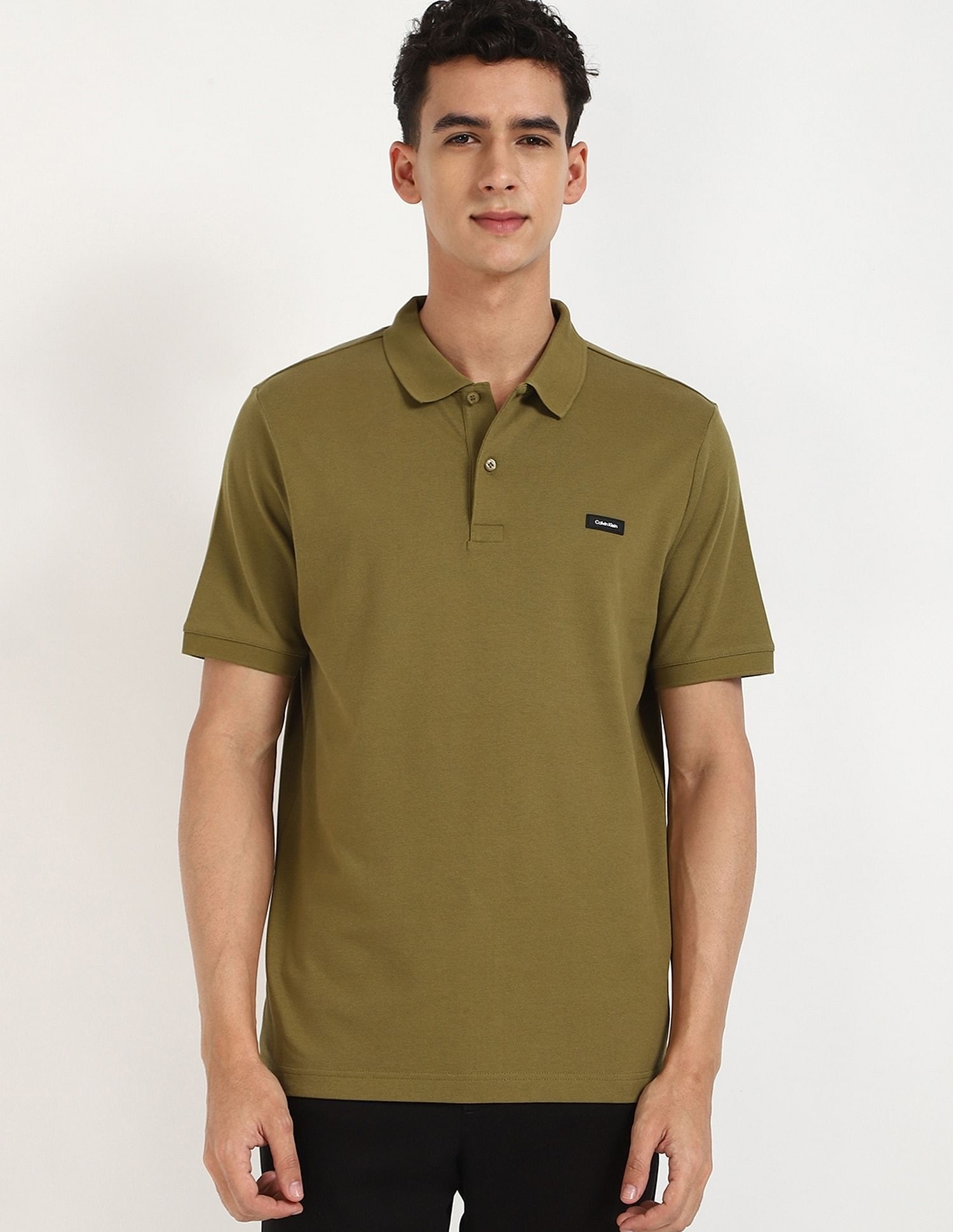 Calvin Klein Jeans Solid Slim-Fit Cotton Polo T-Shirt