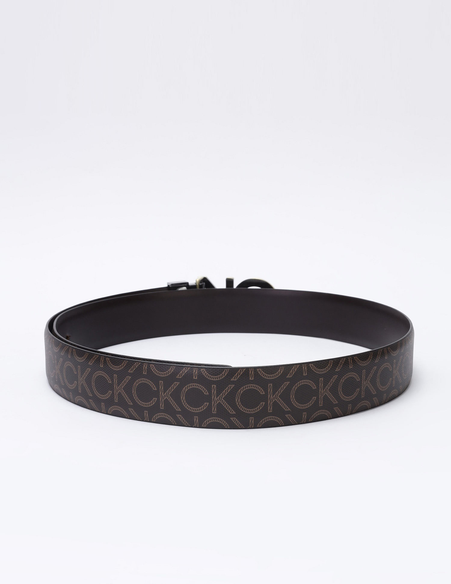 Calvin Klein Printed Brown Leather Reversible Belts