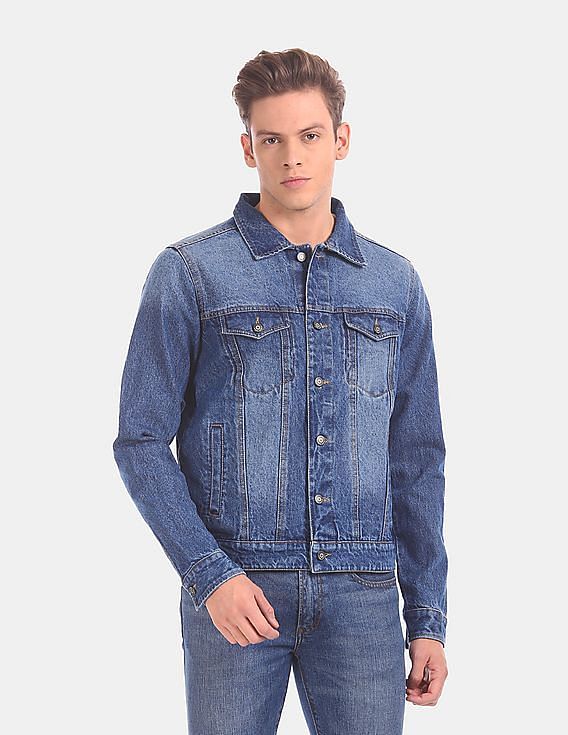 Buy Aeropostale Men Blue Washed Denim Jacket NNNOW