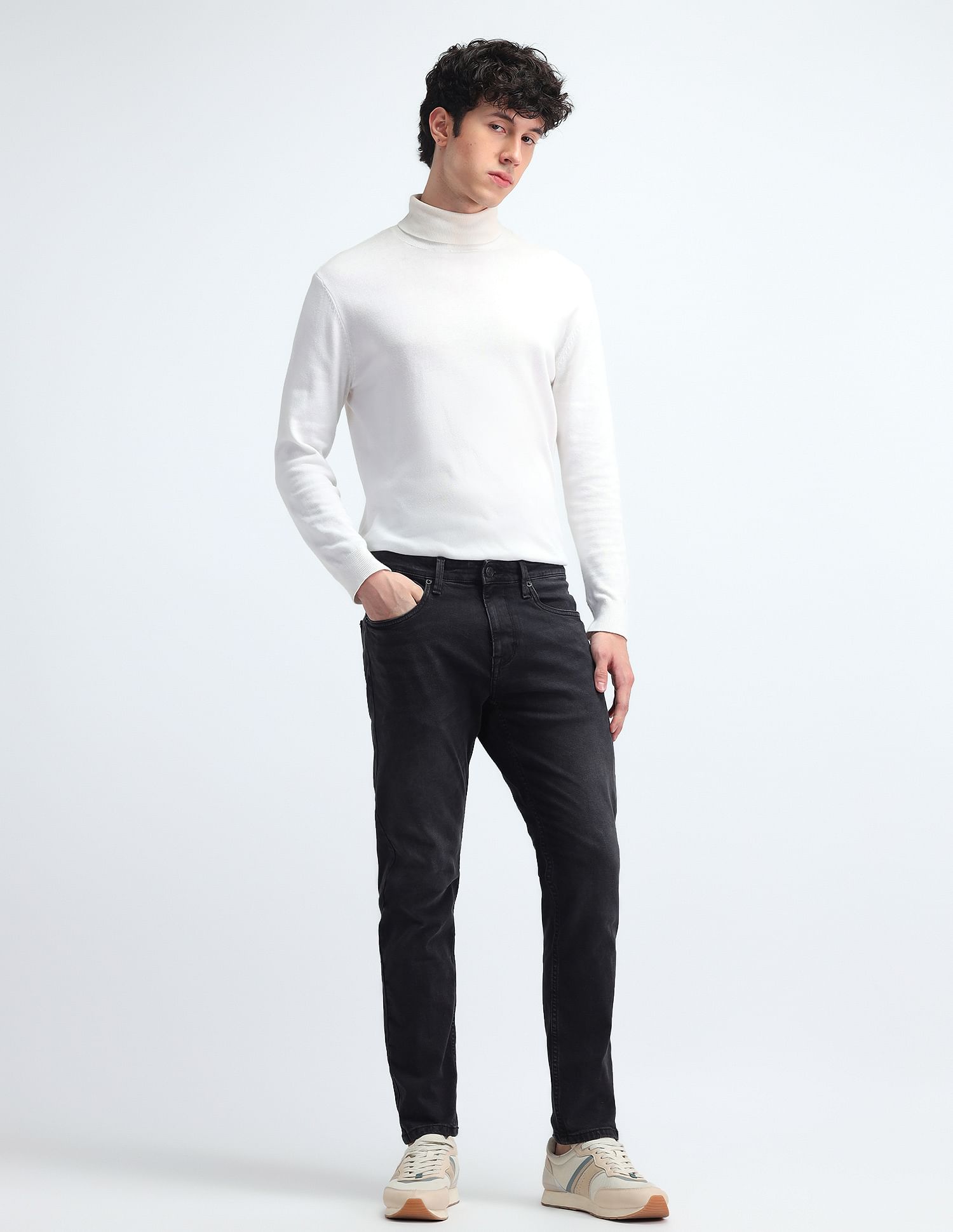Flying Machine Slash Slim Tapered Fit Jeans