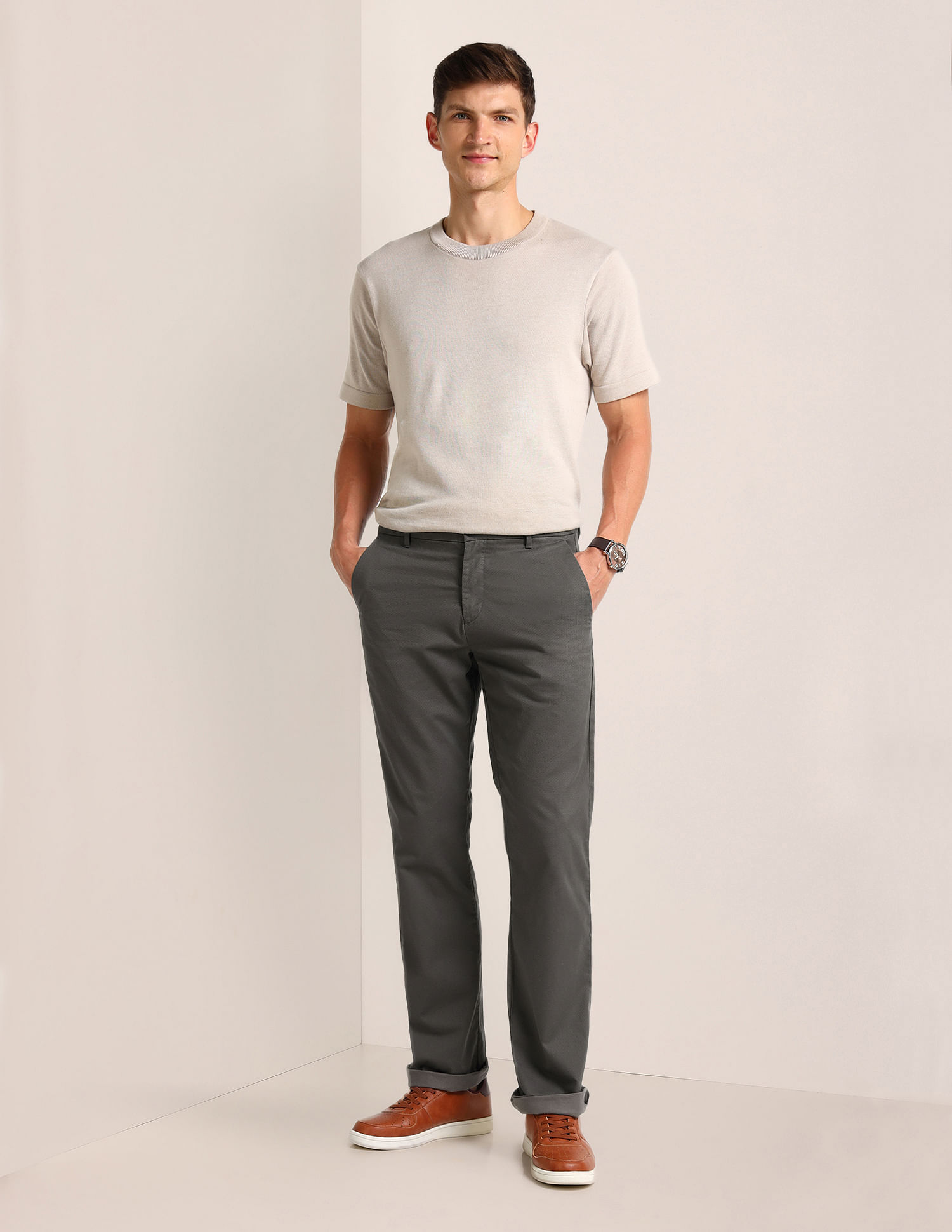 U.S. Polo Assn. Riley Straight Fit Textured Trousers