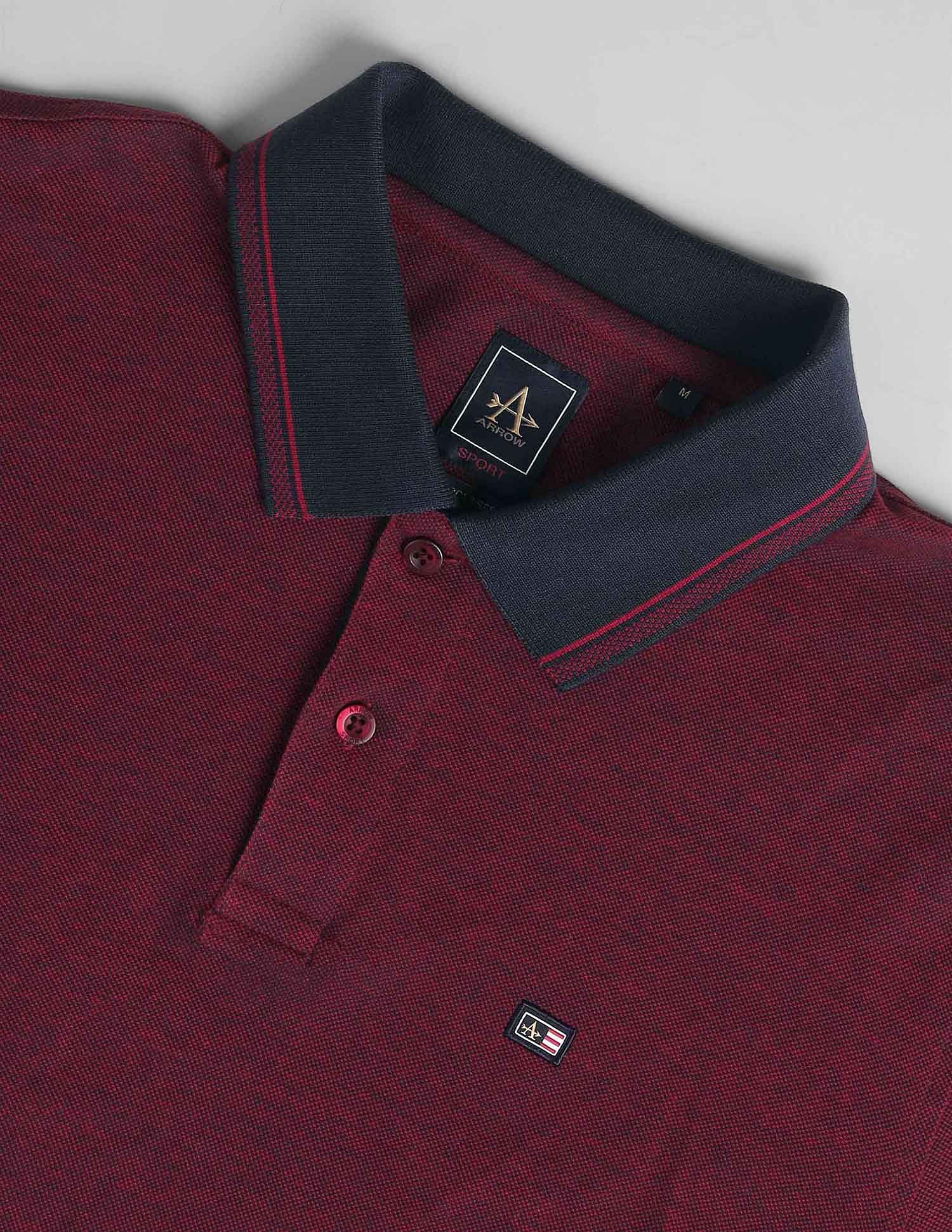 Arrow Sports Tipped Collar Solid Polo Shirt
